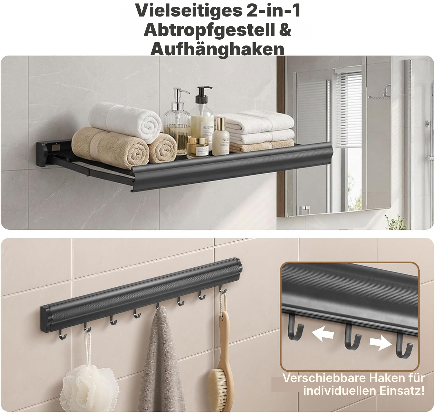 Handtuchhalter für die Wand, klappbar — 2