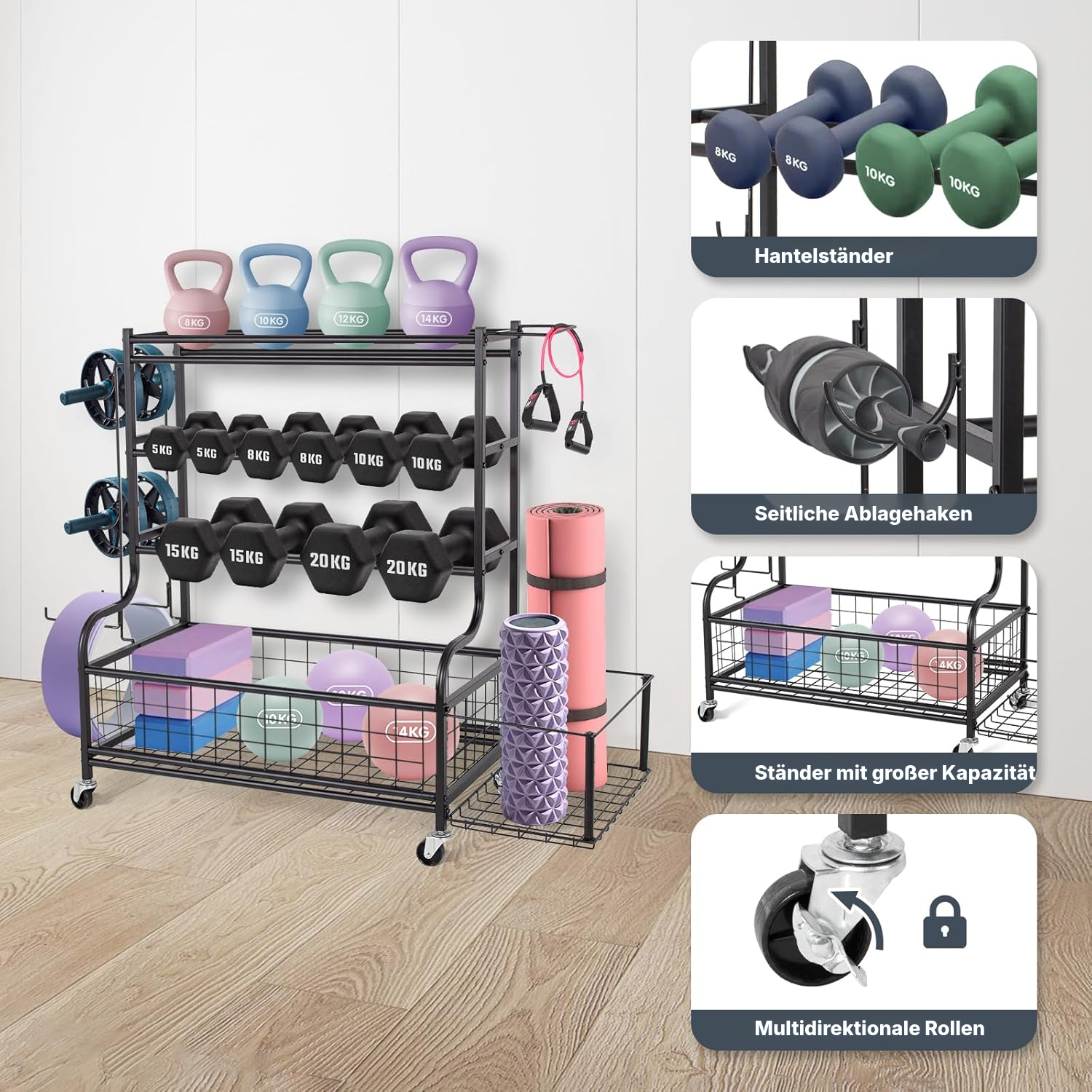 Hantelständer: schwarzes Fitness-Regal — 4