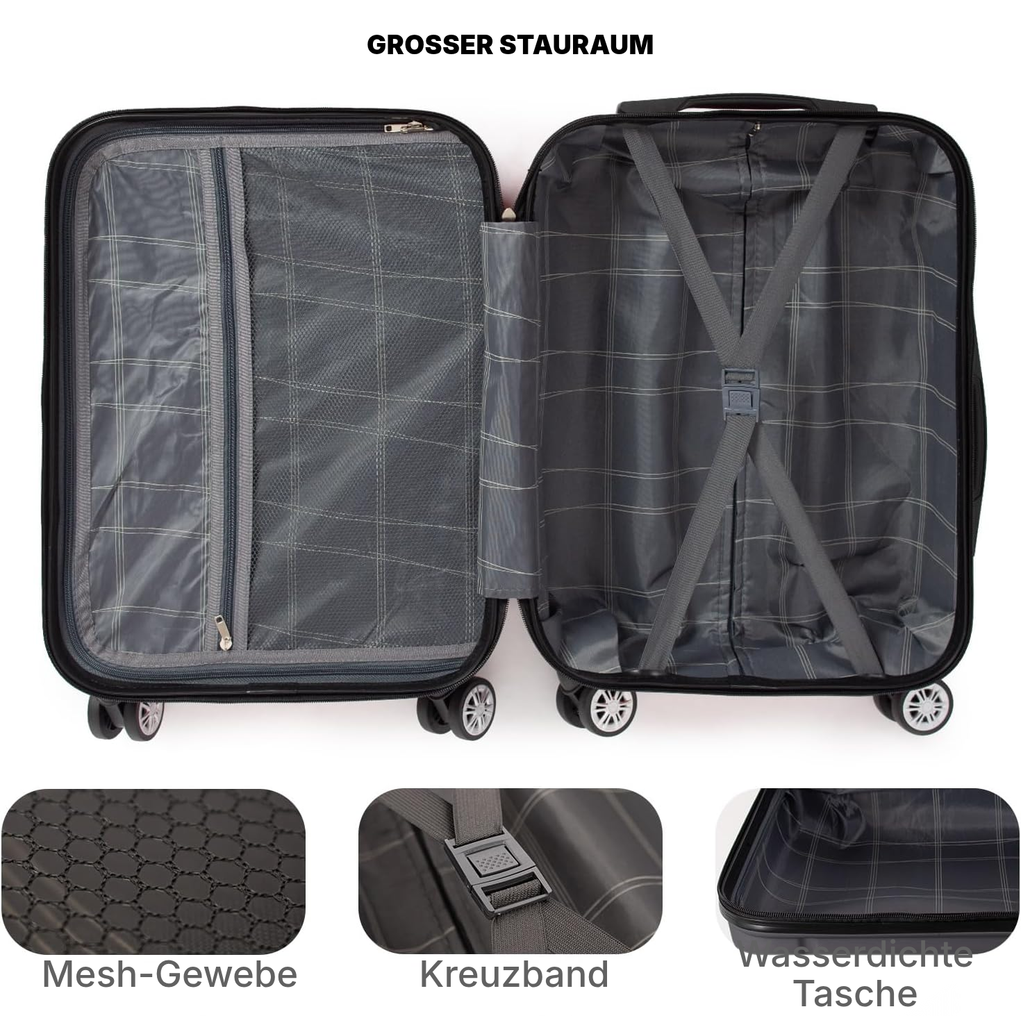 Trolley Koffer 73 cm – Hartschale mit 4 Rollen — 2