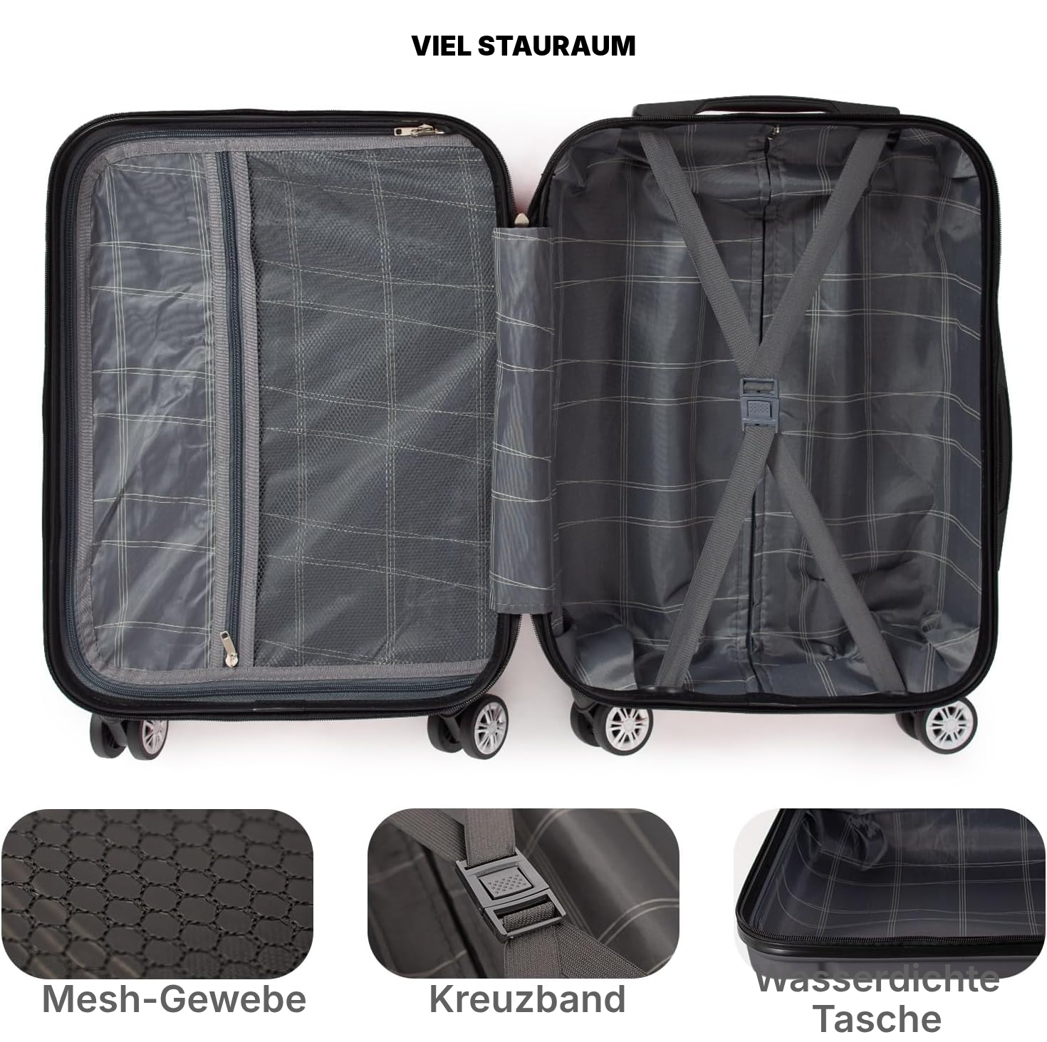 Reisekoffer mit Rollen dunkelgrau, ABS-Hartschale — 2