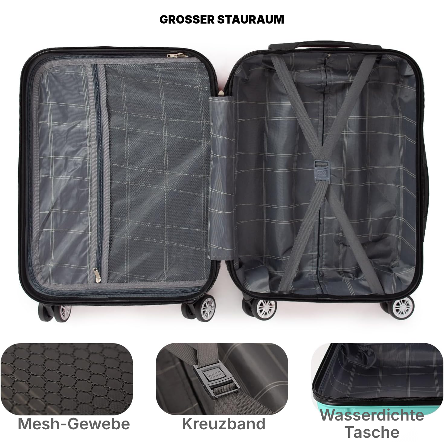 Kleiner Reisekoffer grün 63 × 44 × 25 cm, 4 Rollen — 2
