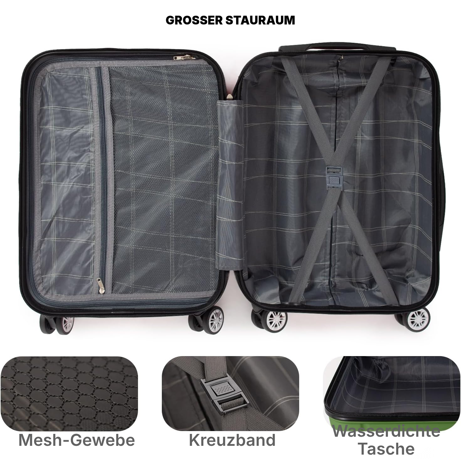 Hartschalenkoffer 65 cm olivgrün – 3,5 kg leicht — 2