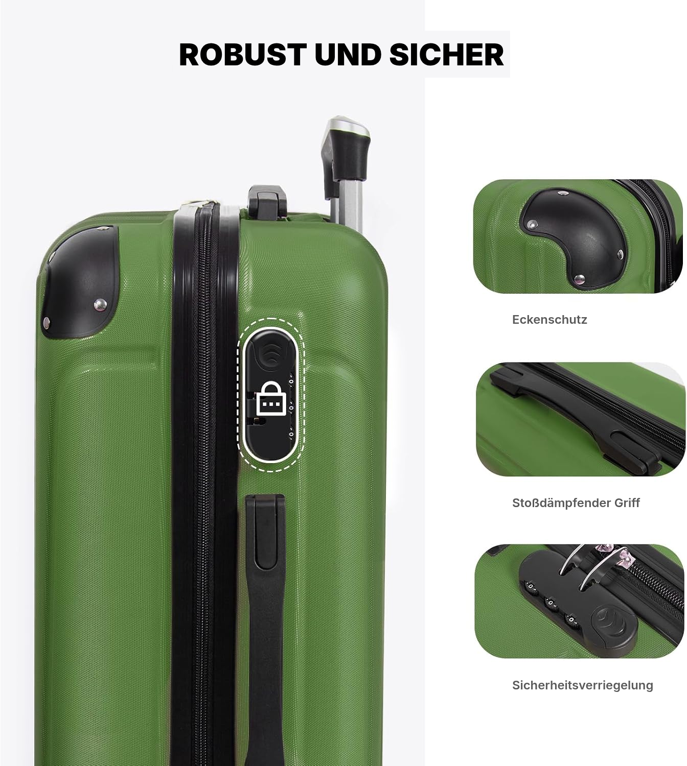 Hartschalenkoffer 65 cm olivgrün – 3,5 kg leicht — 3