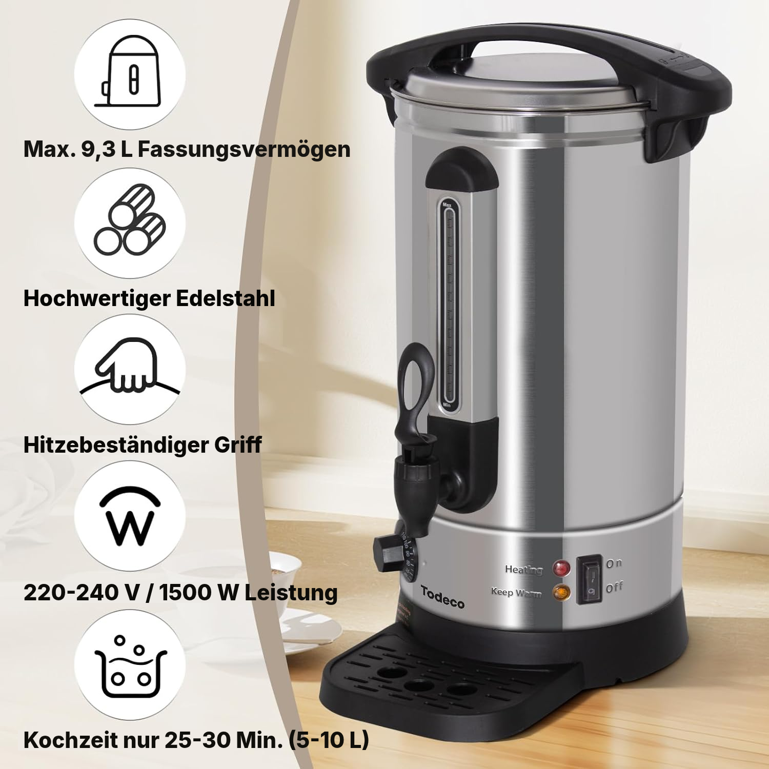Glühweinkocher 9,3 L mit Zapfhahn — 2