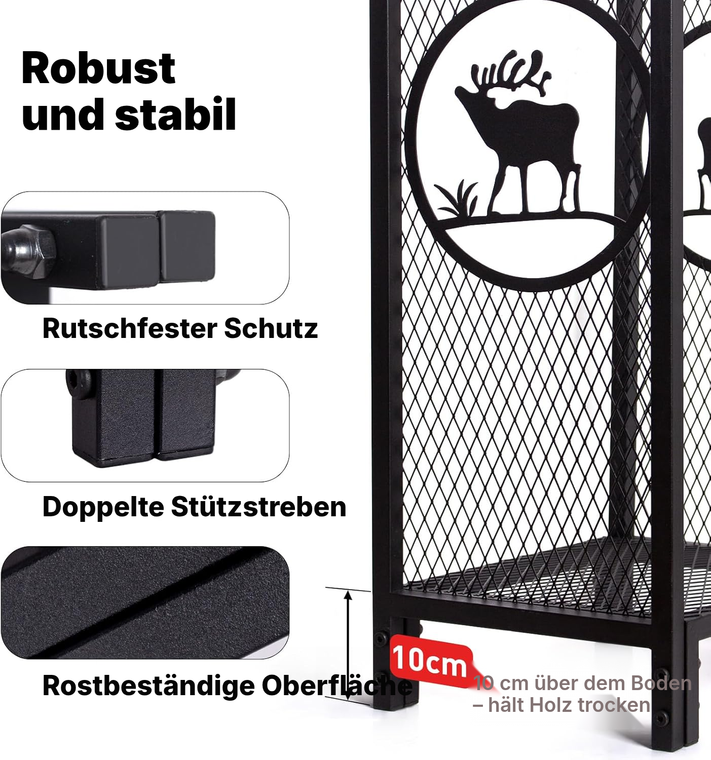 kaminholzregal innen 80 × 40 × 30 cm – Elch — 3