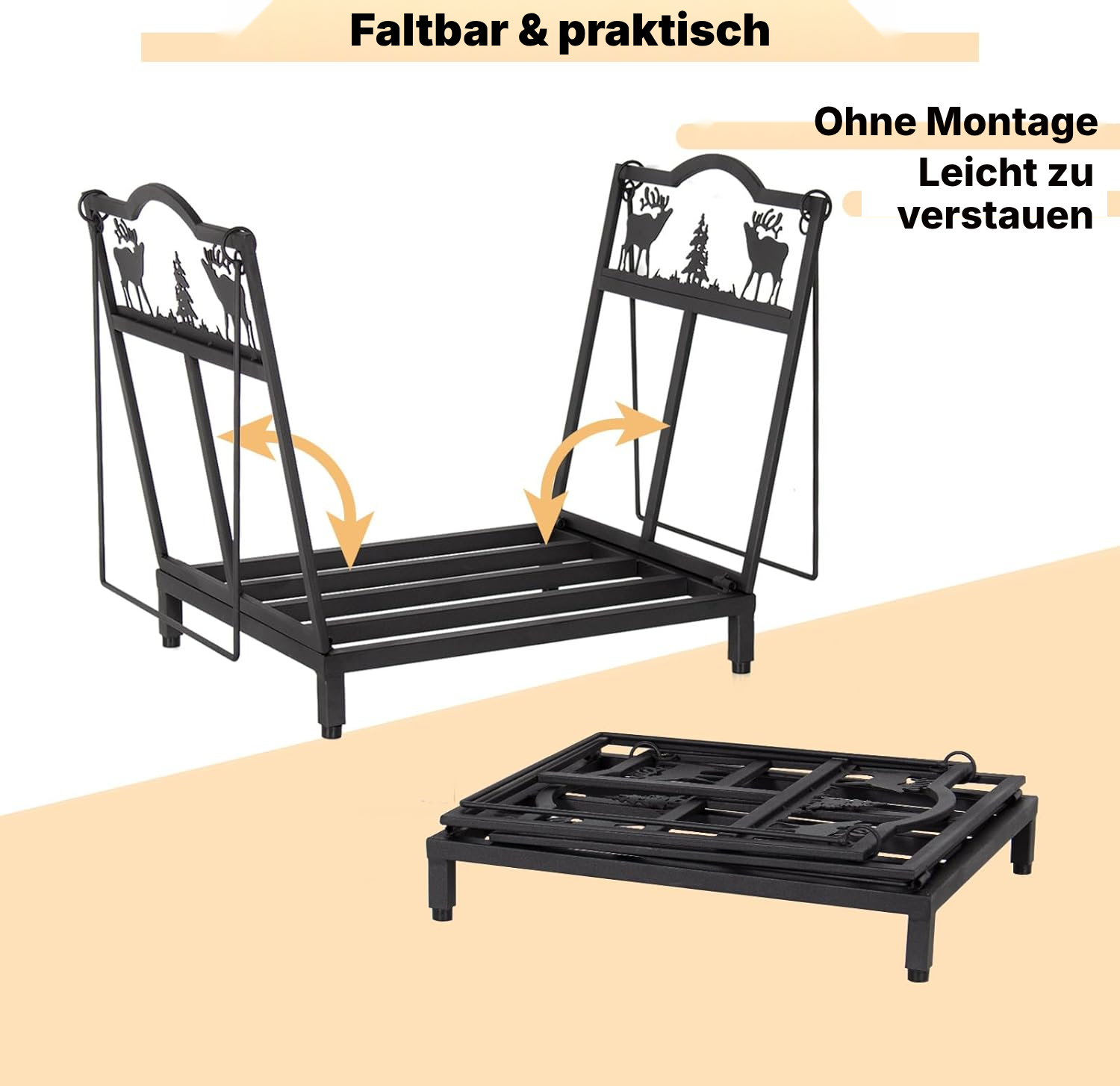Kaminholzregal innen klappbar – 40 × 38 × 32 cm — 4
