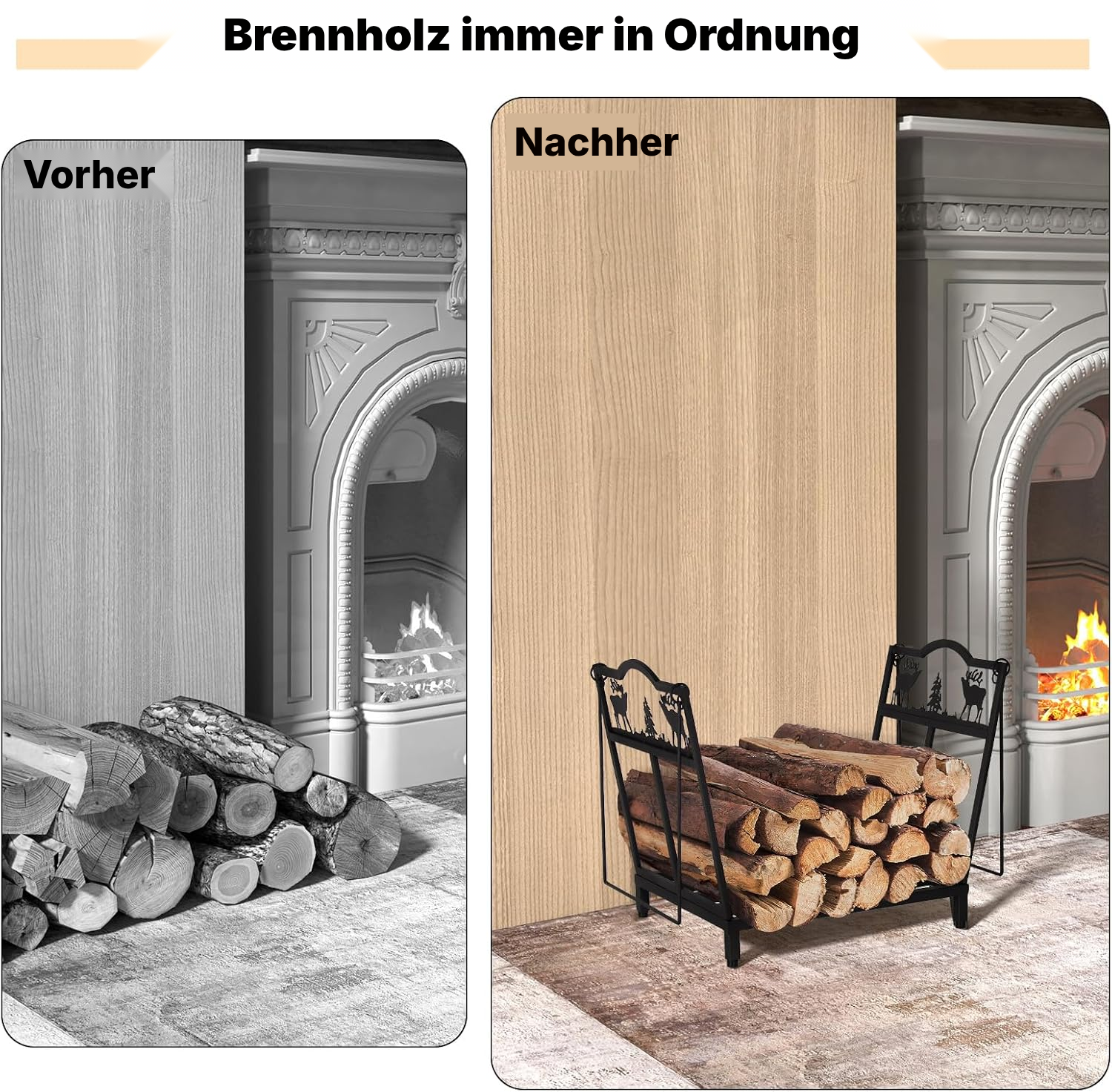 Kaminholzregal innen klappbar – 40 × 38 × 32 cm — 5