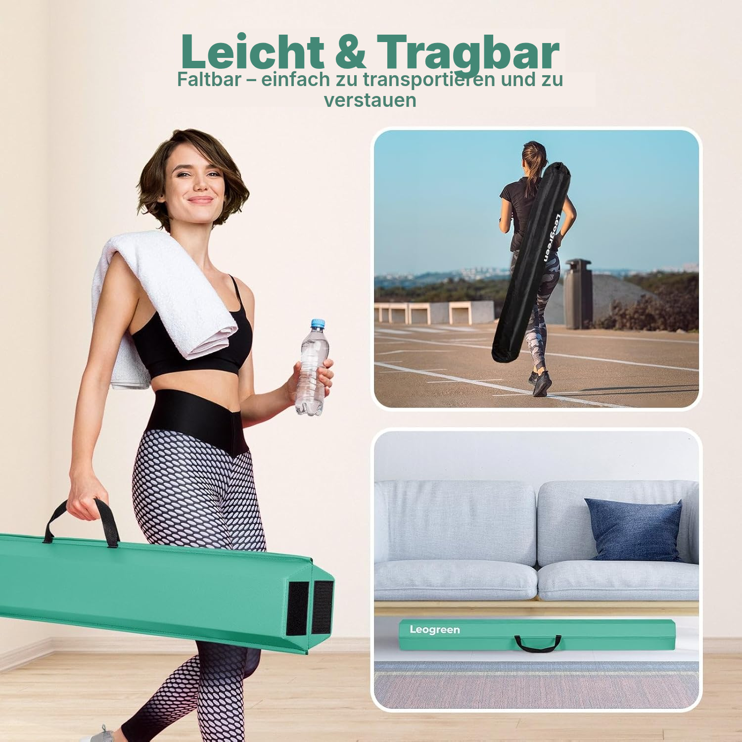 Grüner klappbarer Turnbalken – 270 cm — 4