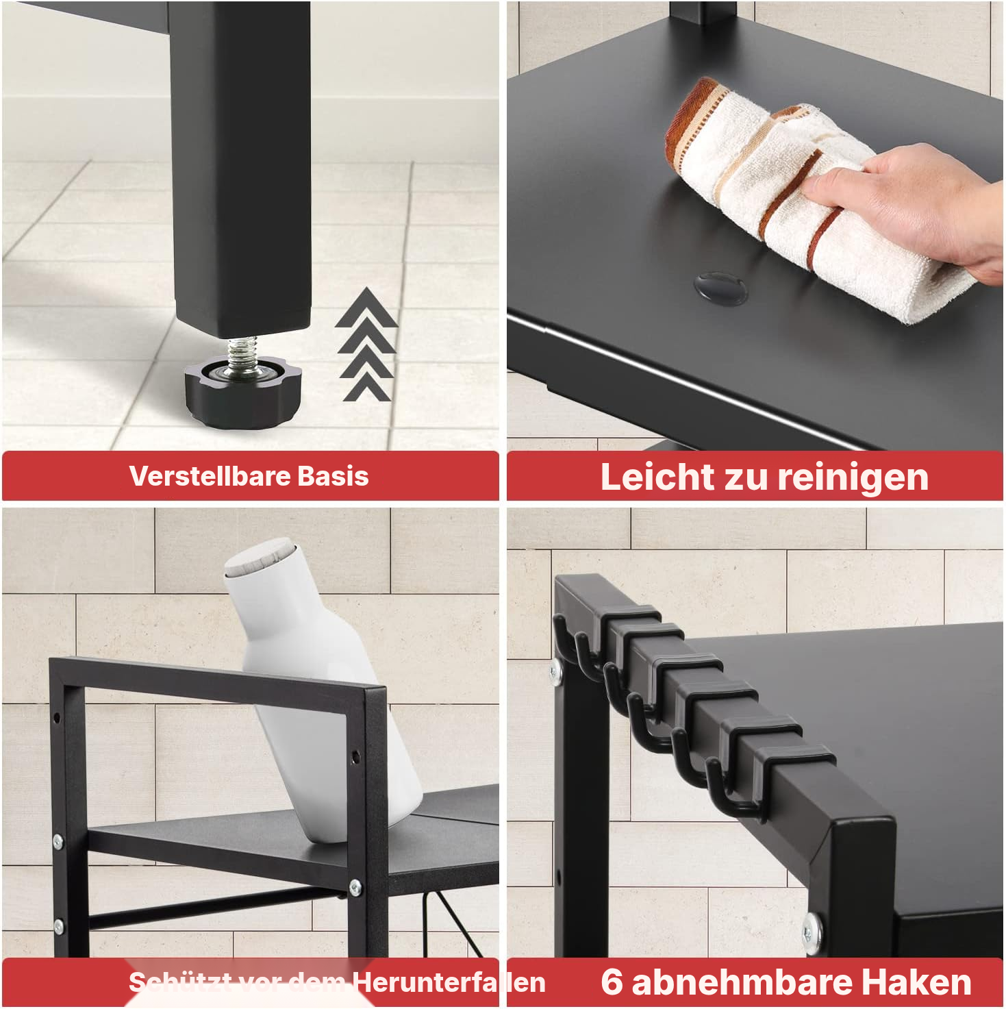 Küchenregal erweiterbar in Schwarz — 5