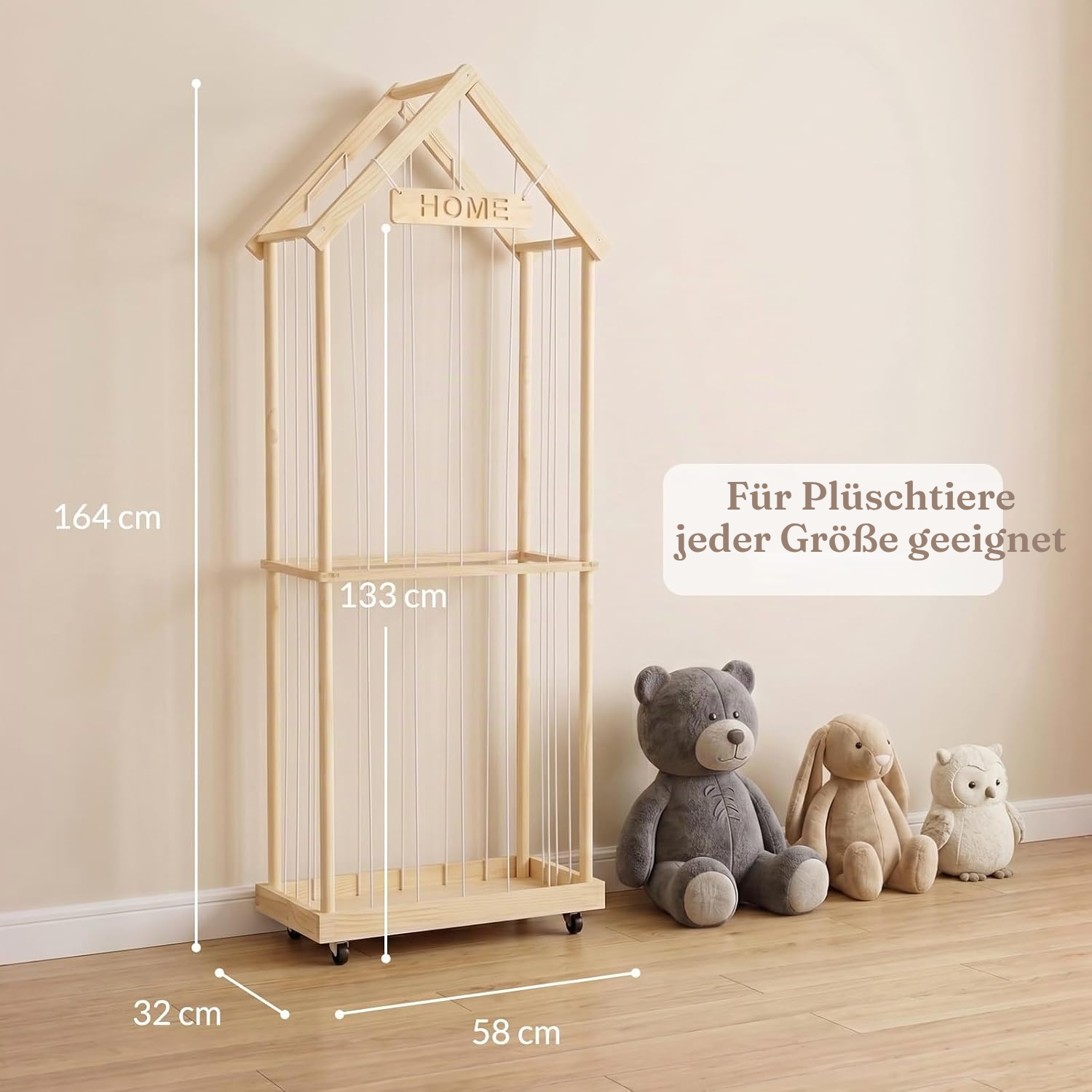 Kinderregal für Kuscheltiere – 2 Ebenen, 164 cm — 2