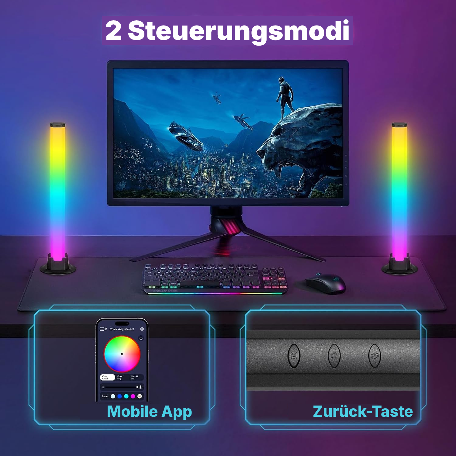LED Tischleuchte RGB in Schwarz — 7