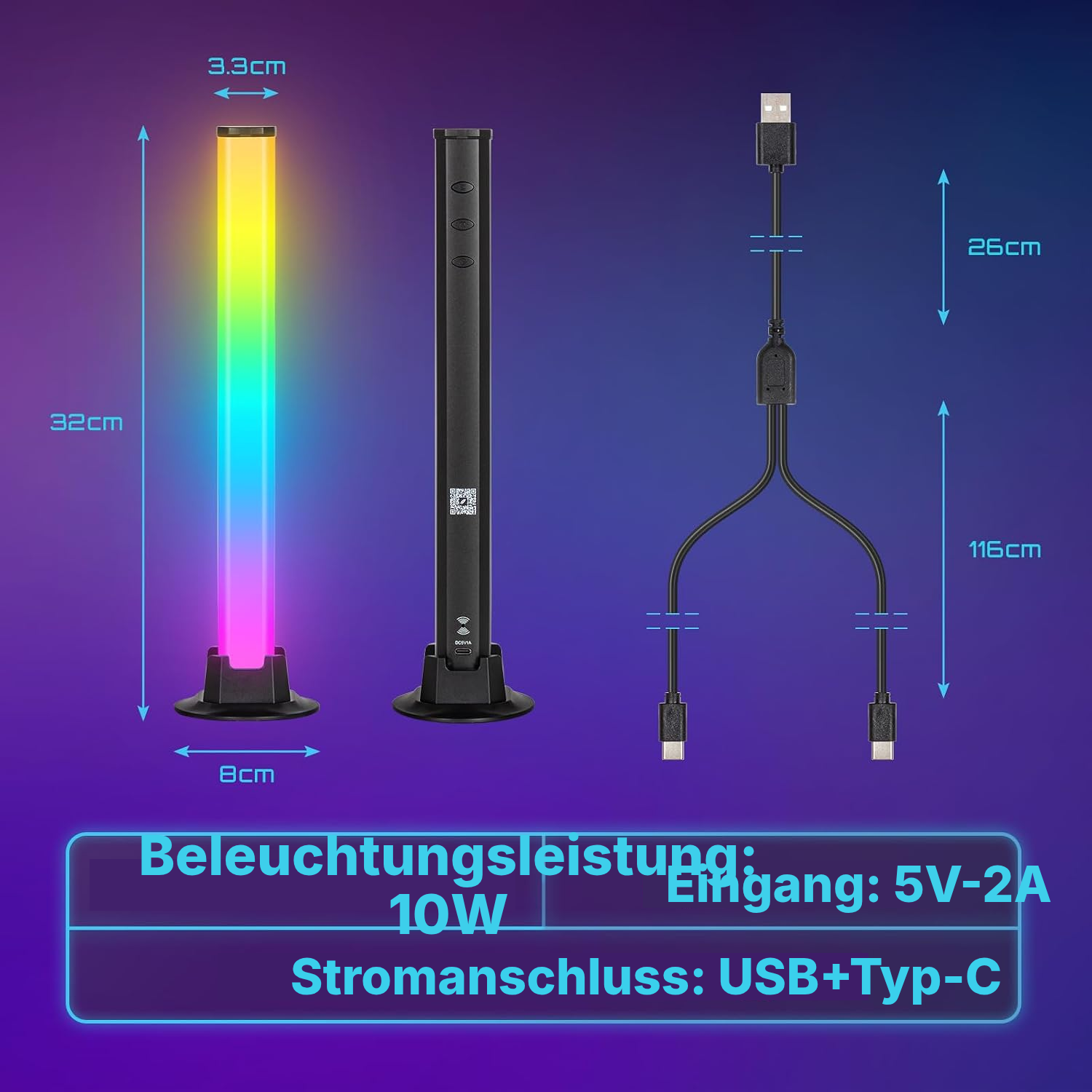 LED Tischleuchte RGB in Schwarz — 6