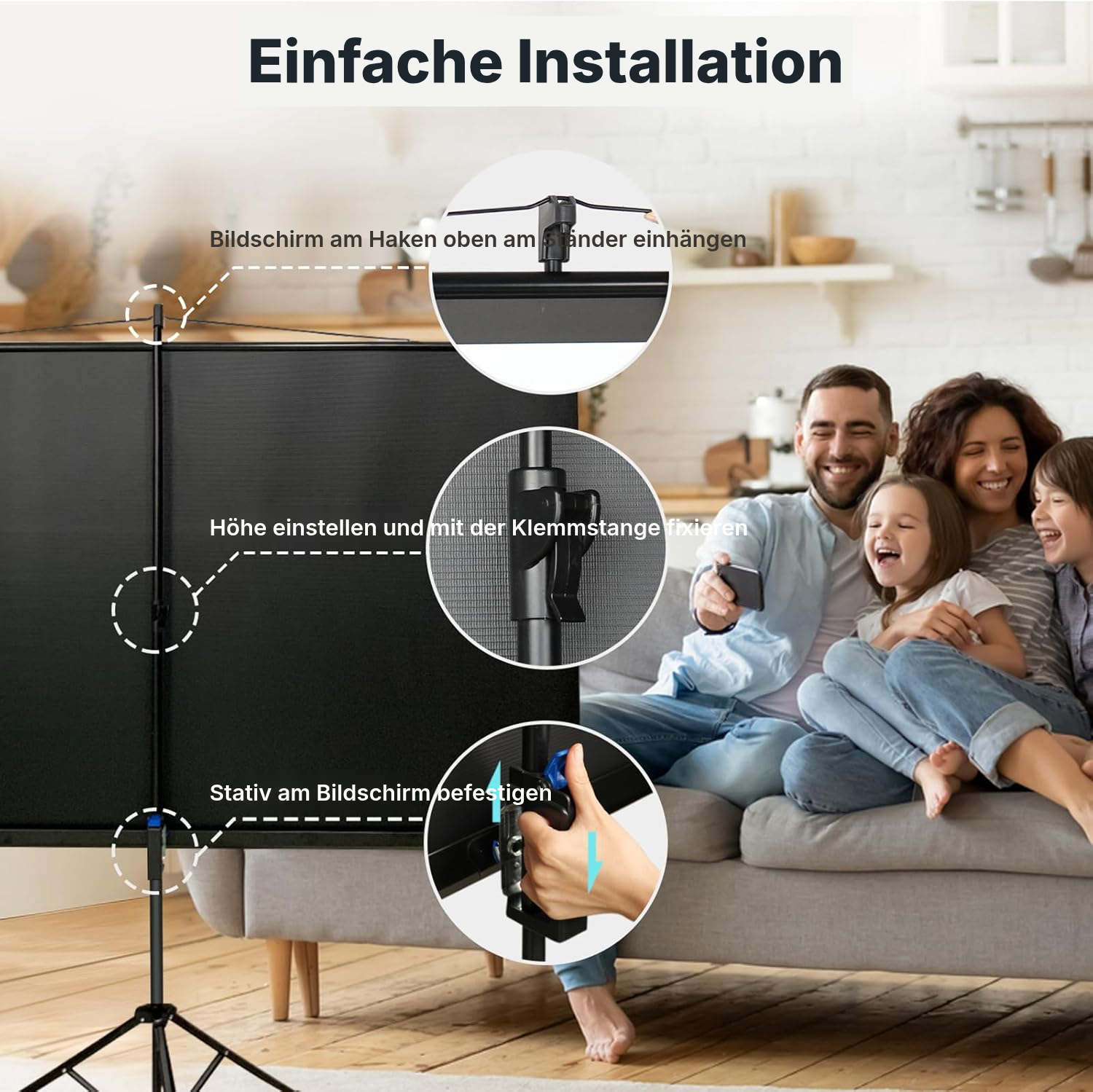 Leinwand für Projektor 75 cm mit Stativ – 154 cm — 3
