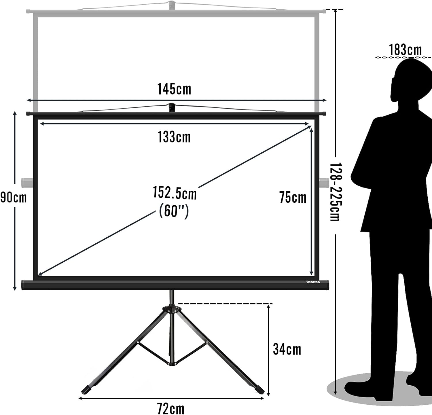 Leinwand für Projektor 75 cm mit Stativ – 154 cm — 6