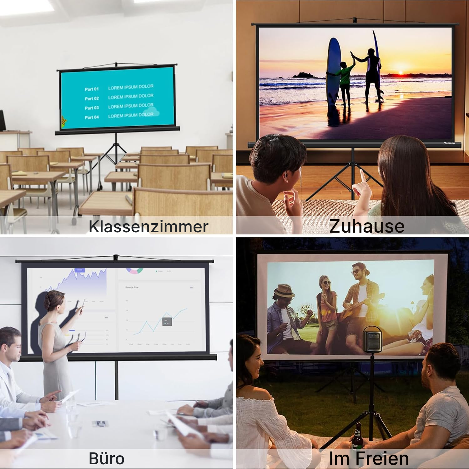 Projektionsleinwand – 90 cm auf Stativ, Größe 181 — 3