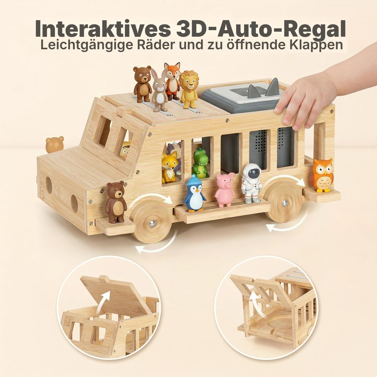 Magnetregal für Toniebox/Tonies – 3D-Bus aus Bambus, 36 cm — 5