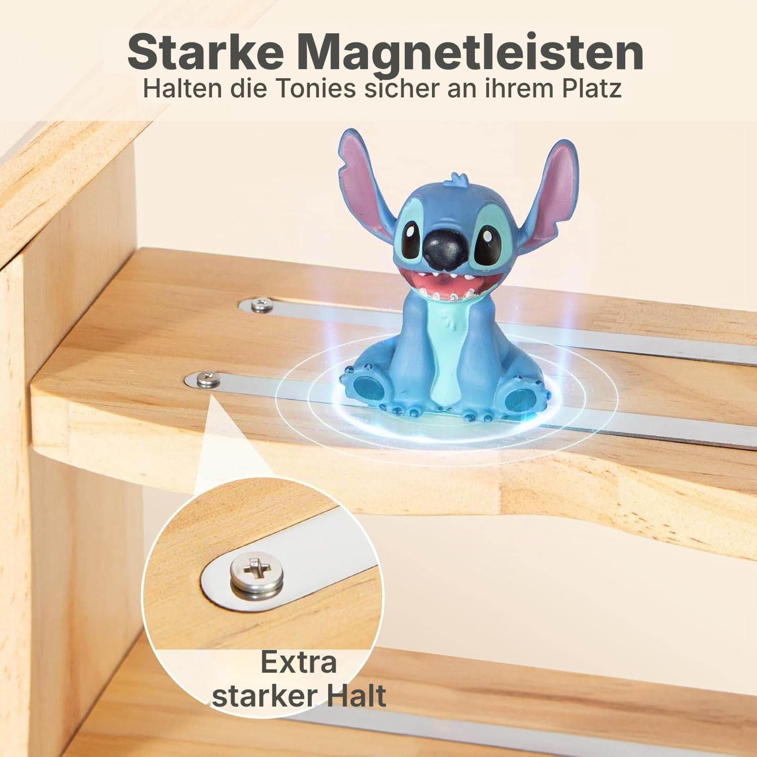 Magnetregal für Toniebox/Tonies – Holzständer mit Haken, 62 cm — 4