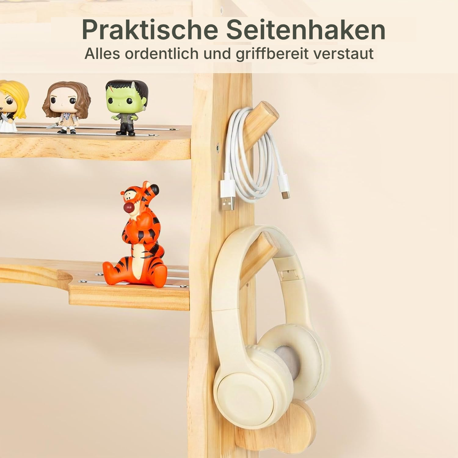 Magnetregal für Toniebox/Tonies – Holzständer mit Haken, 62 cm — 5