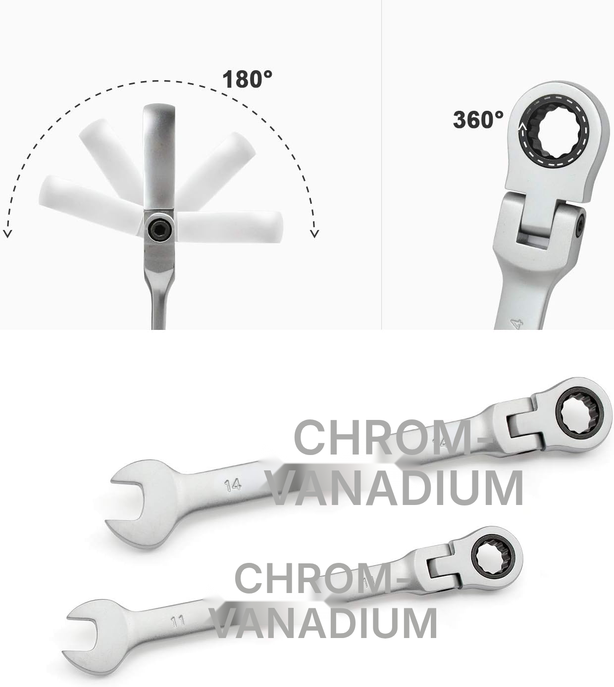 Maulschlüssel Set – flexibler Kopf 180° — 2