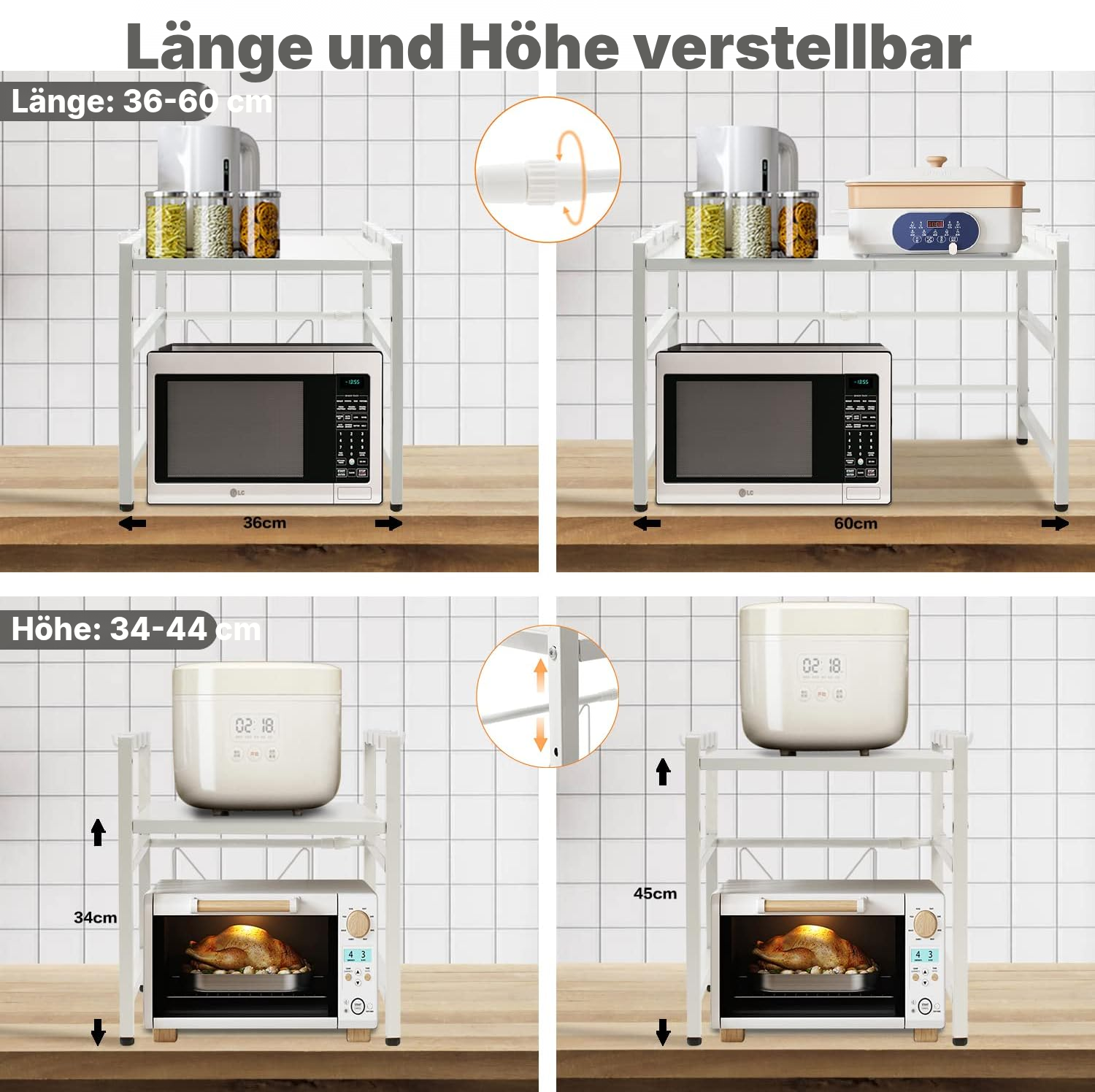 Küchen Regale: weißes Mikrowellenregal — 2