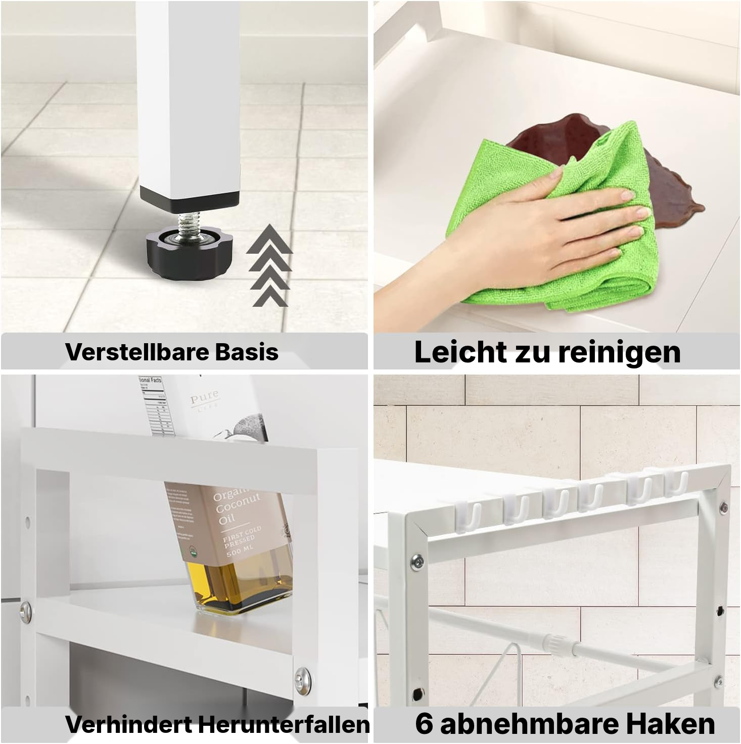 Küchen Regale: weißes Mikrowellenregal — 3