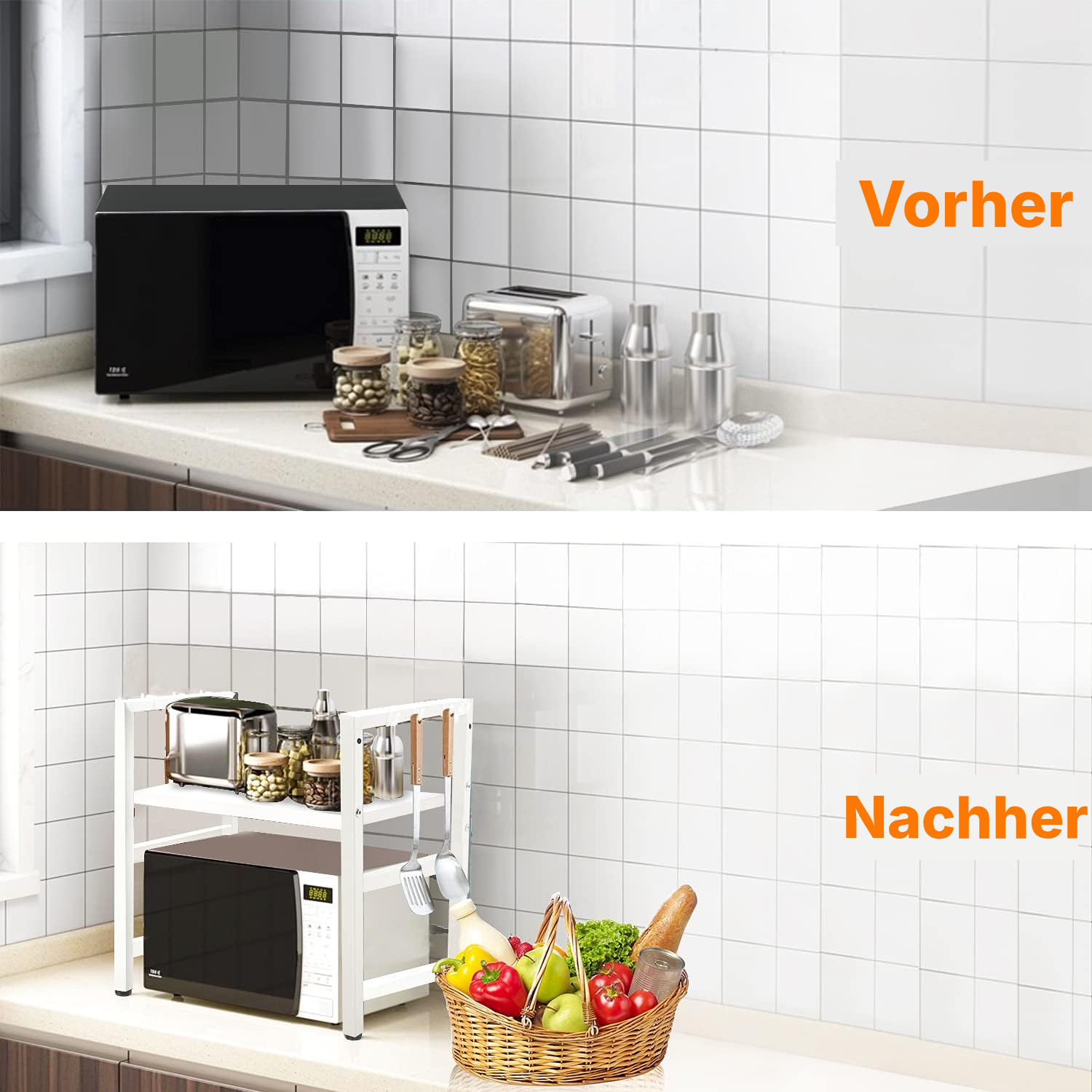 Küchen Regale: weißes Mikrowellenregal — 4