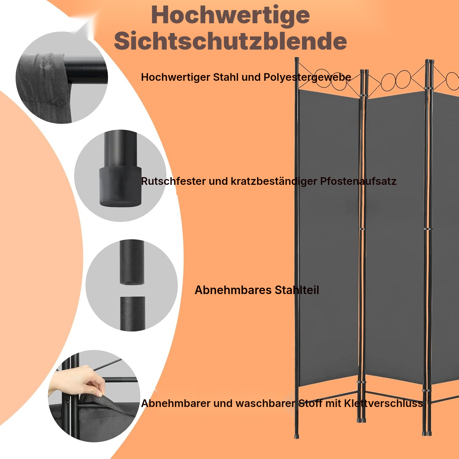 Freistehende Raumteiler – grau und faltbar — 2