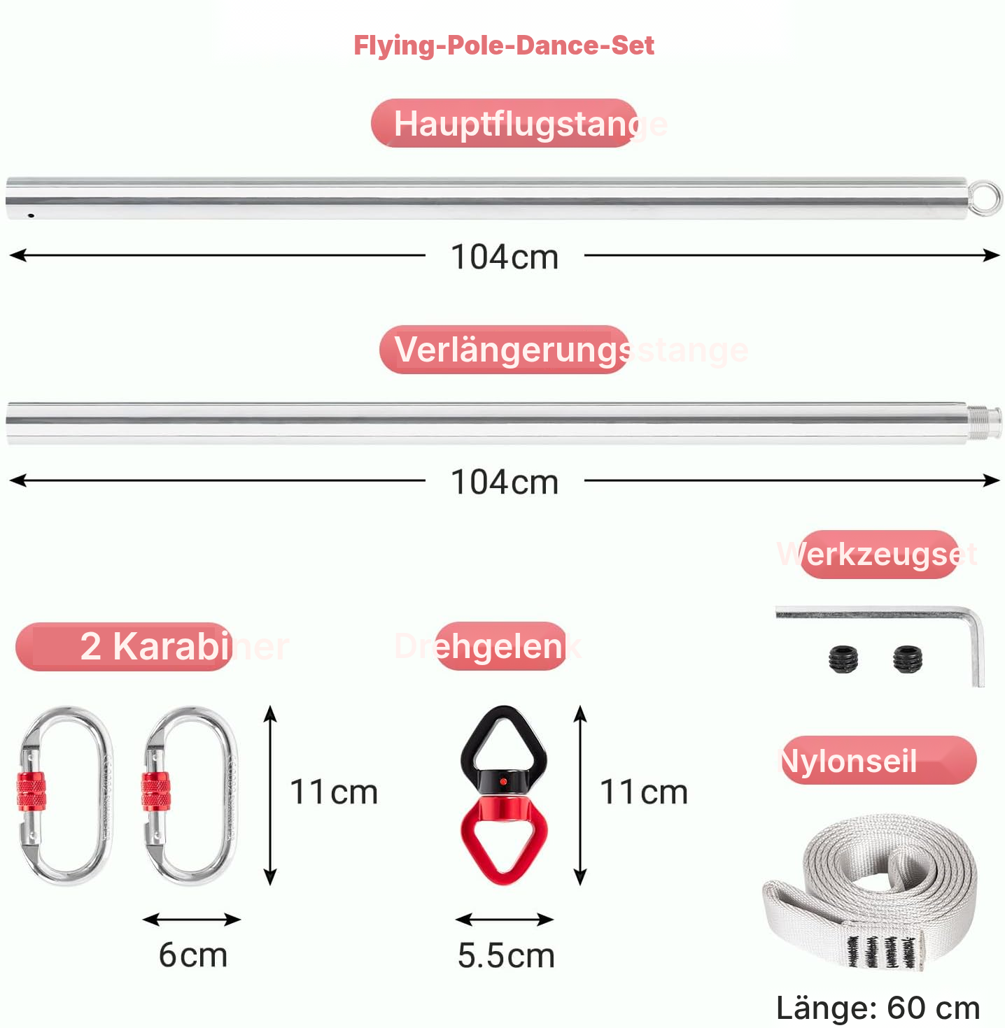 Pole Dance: schwebende Stange in Silber — 2