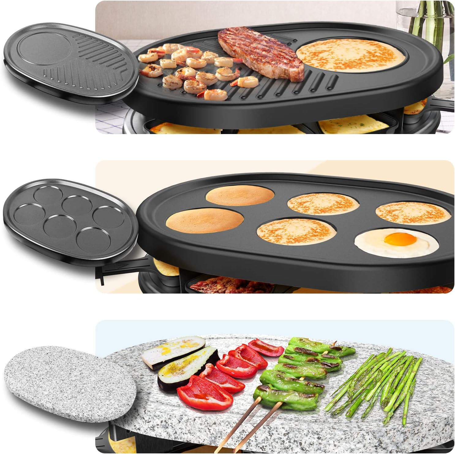 Grillplatte Raclette 4-in-1 für 8 Personen — 3