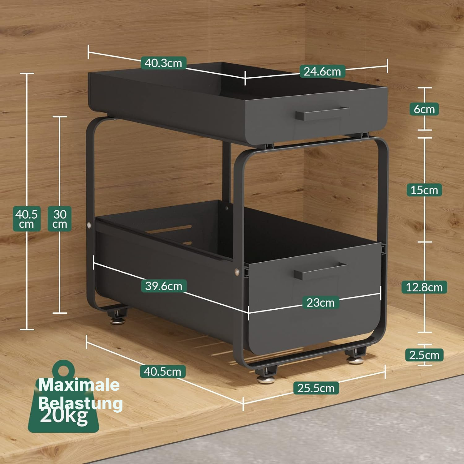 Spülbecken Organizer schwarz – alles im Griff — 2