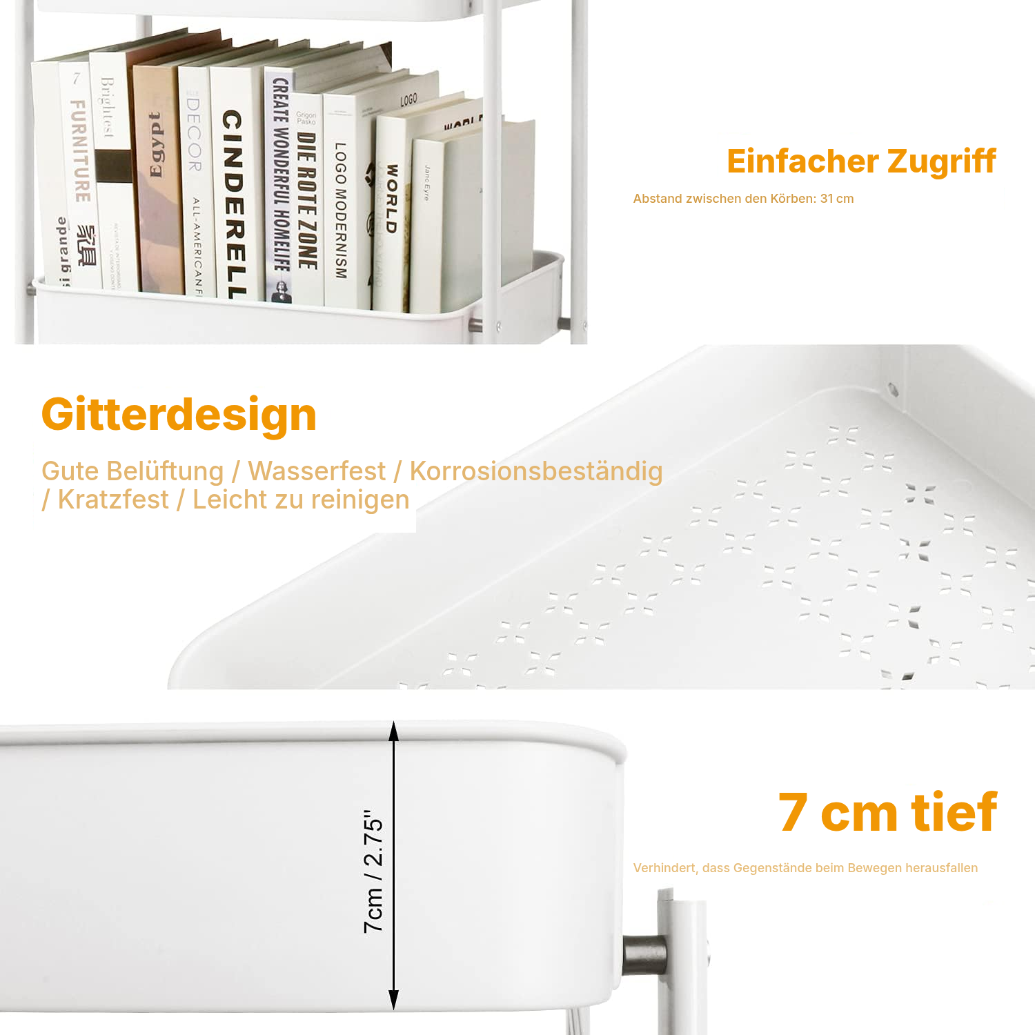 Servierwagen – faltbar, weiß und platzsparend — 3
