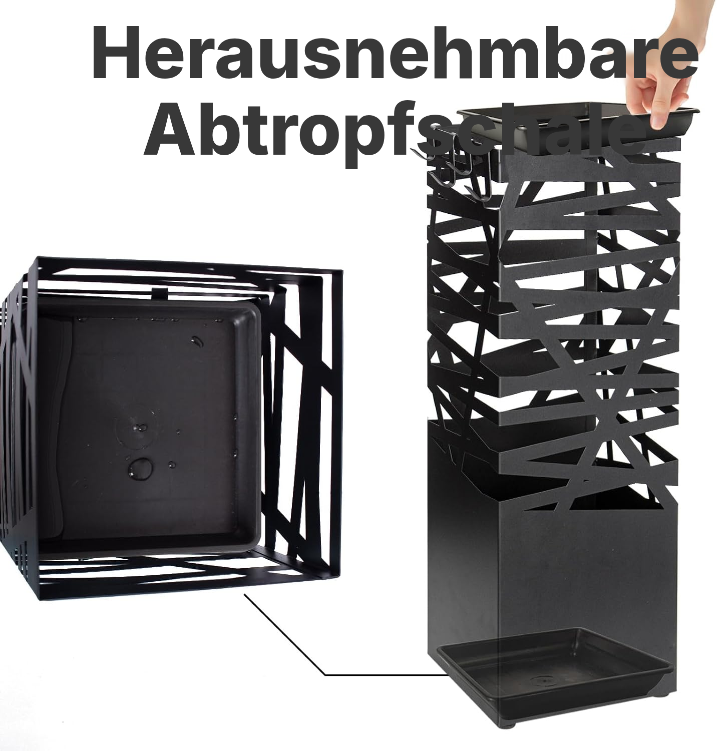 Schirmständer 49 × 15,5 × 15,5 cm mit Haken — 4