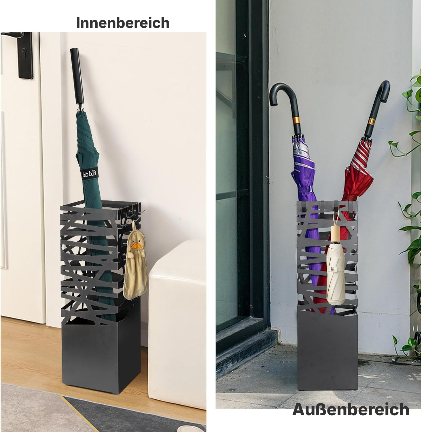 Schirmständer 49 × 15,5 × 15,5 cm mit Haken — 6