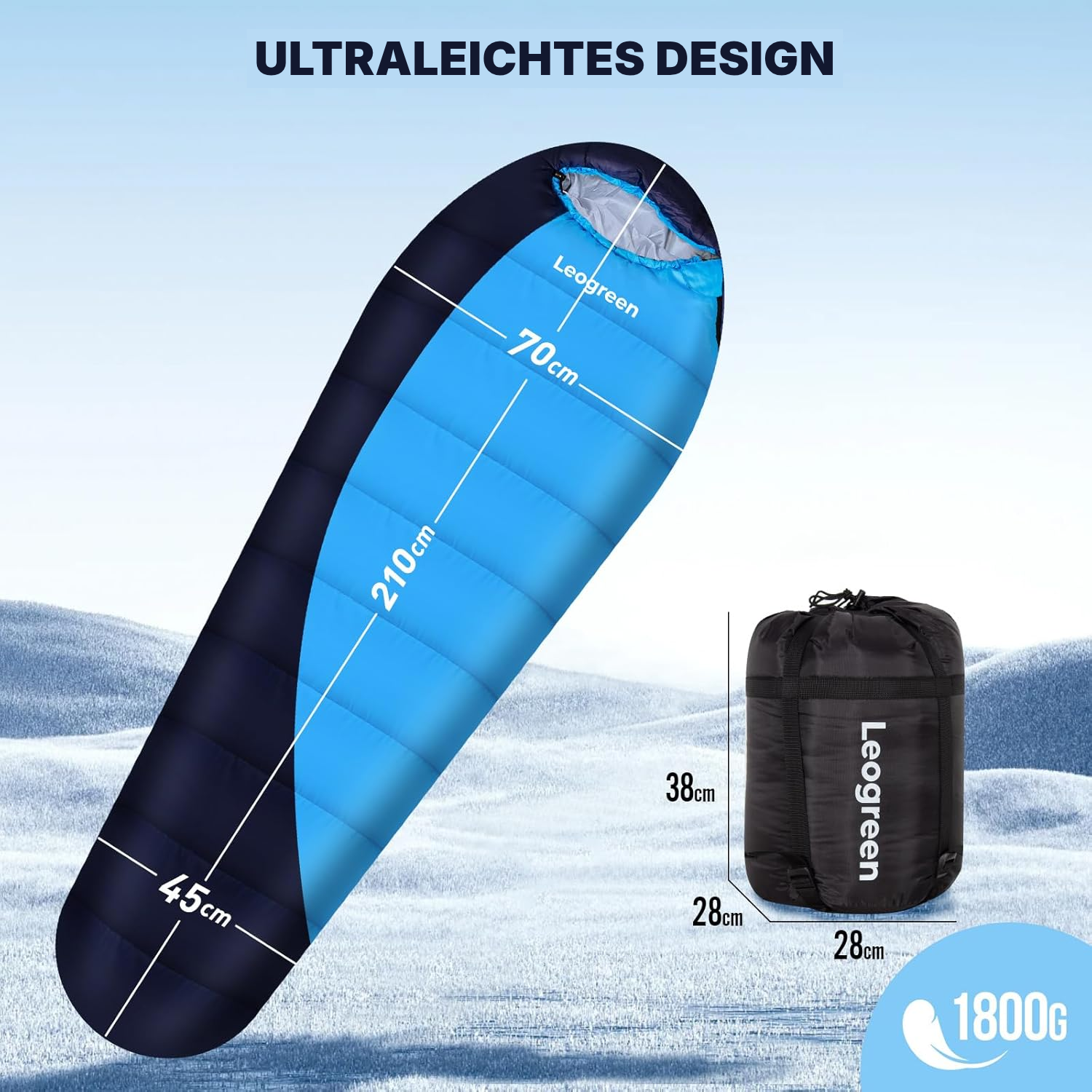 Schlafsack Erwachsene – warm & dunkelblau — 4