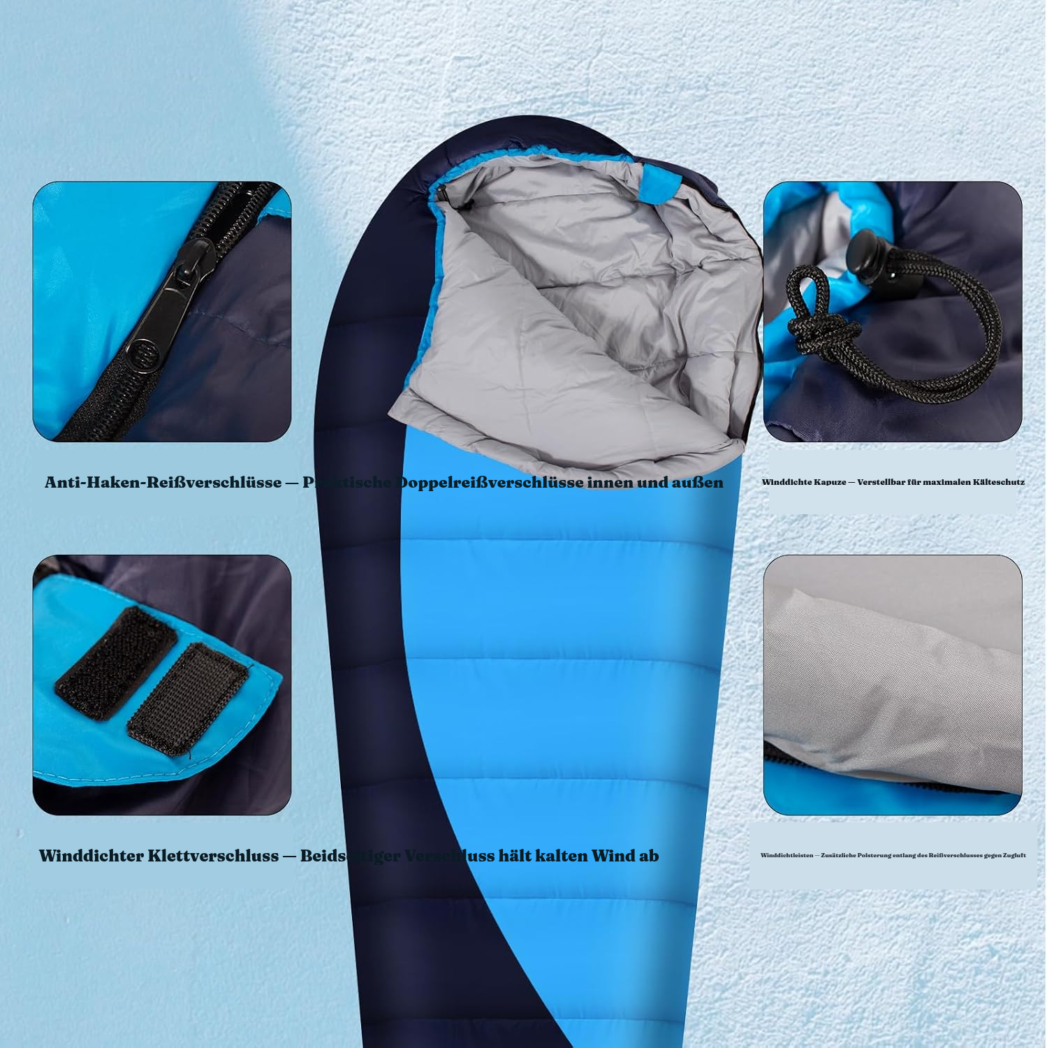 Schlafsack Erwachsene – warm & dunkelblau — 5