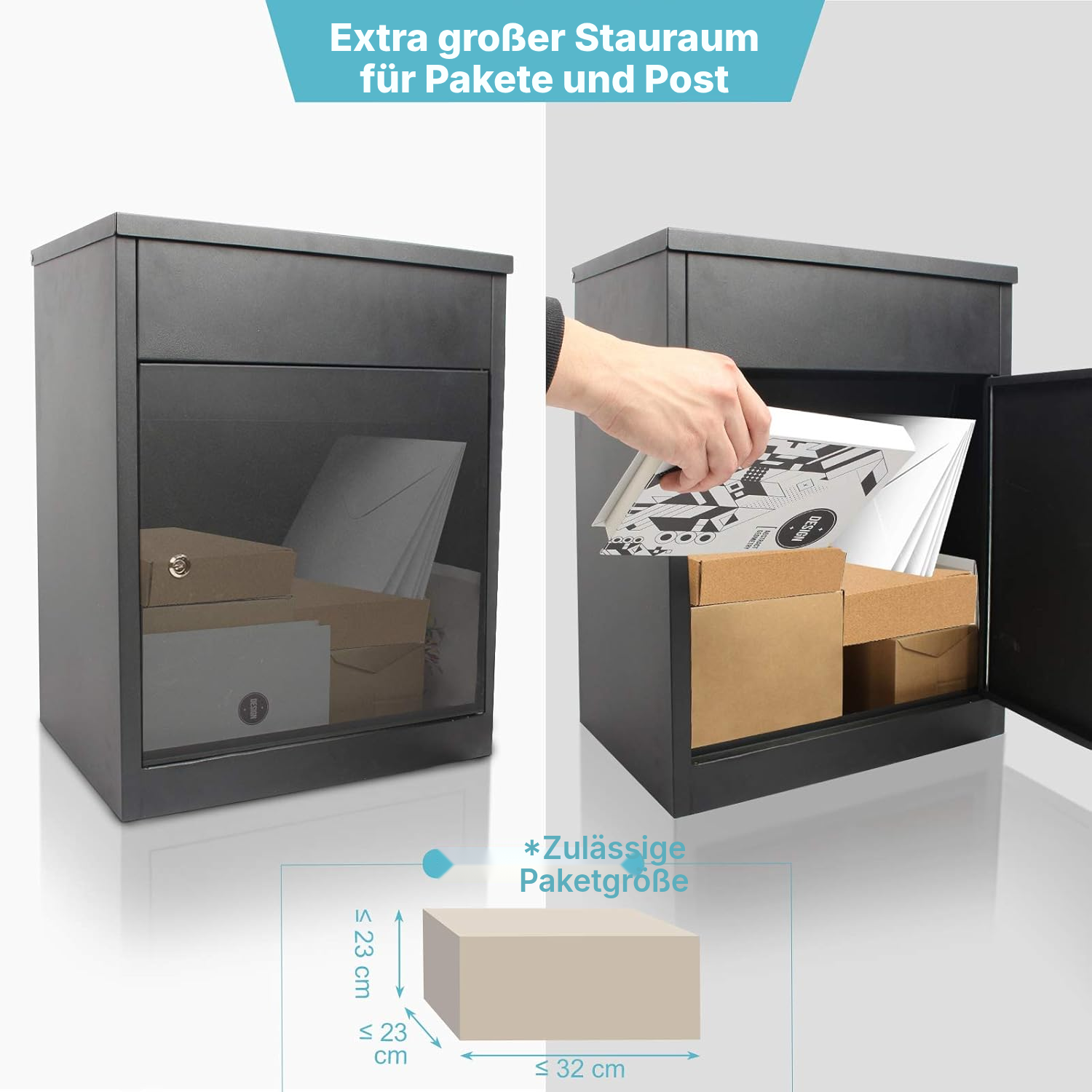 Schwarzer Briefkasten für Pakete — 3