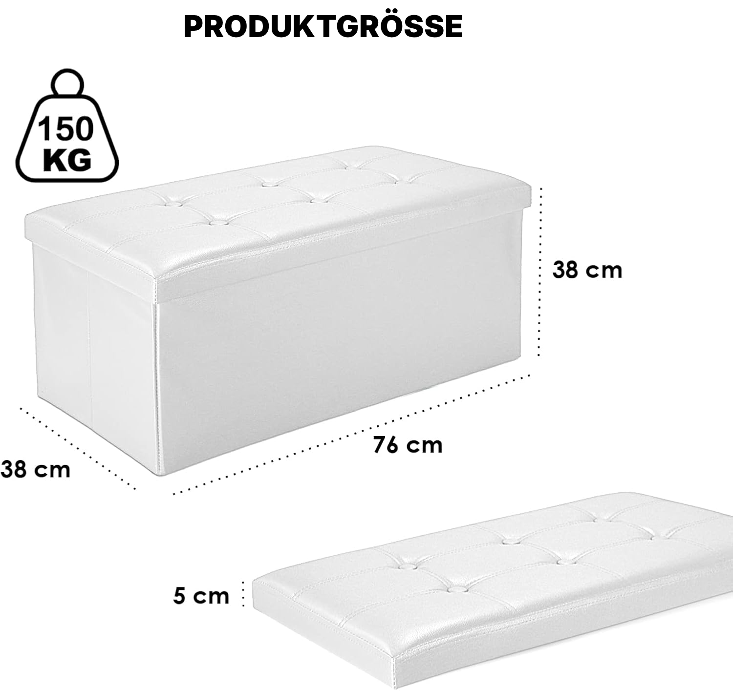 Sitzbank Stauraum 80 L weiß – 150 kg belastbar — 2