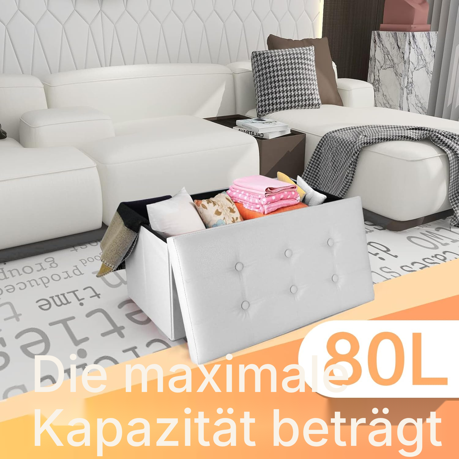 Sitzbank Stauraum 80 L weiß – 150 kg belastbar — 6
