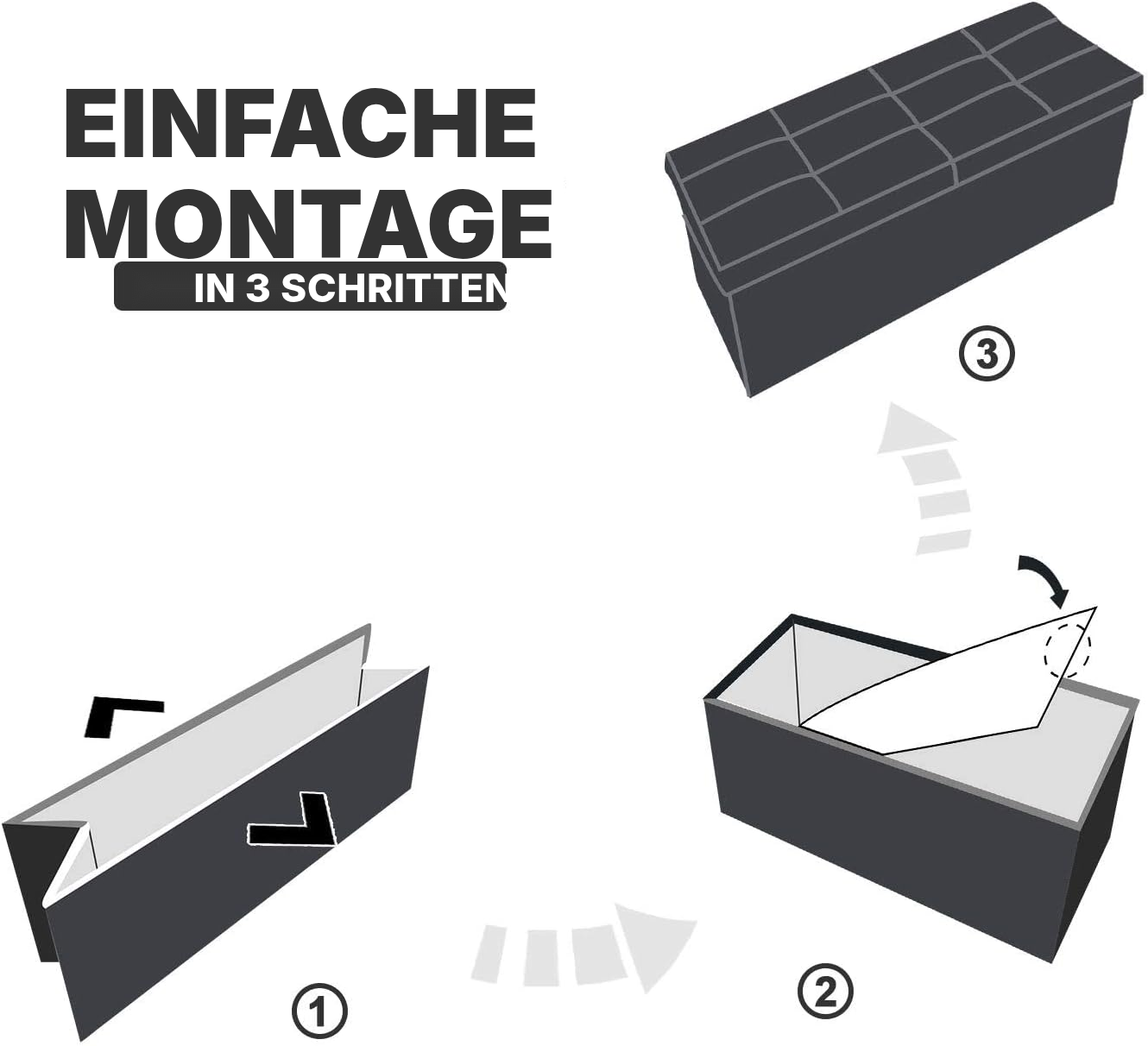 Klapphocker mit Stauraum in Weiß — 4