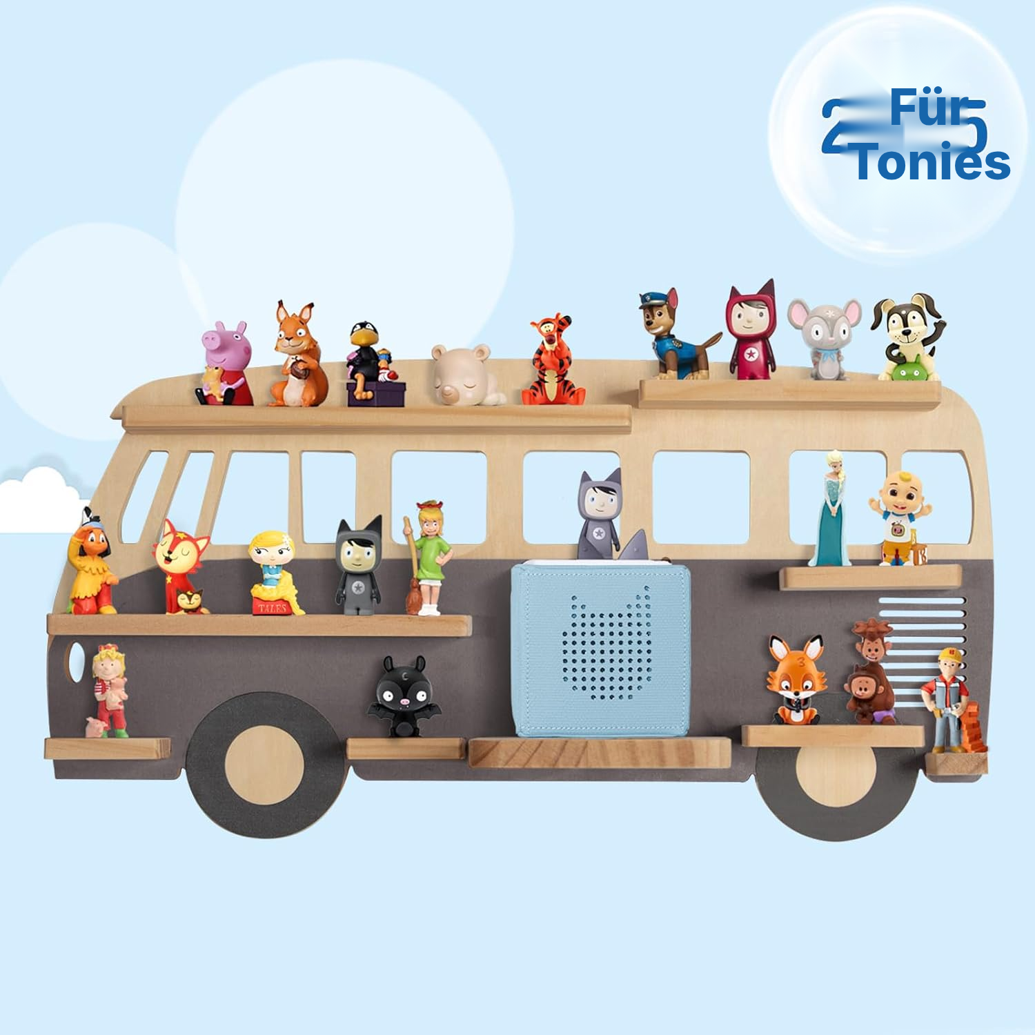 Magnetregal für Toniebox/Tonies – grauer Bus, 62 cm — 2
