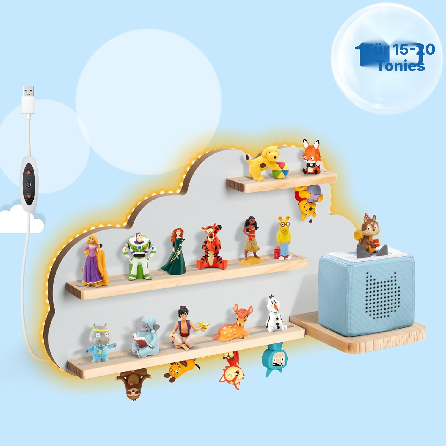 LED-Magnetregal für Toniebox/Tonies – graue Wolke, 60 cm — 3