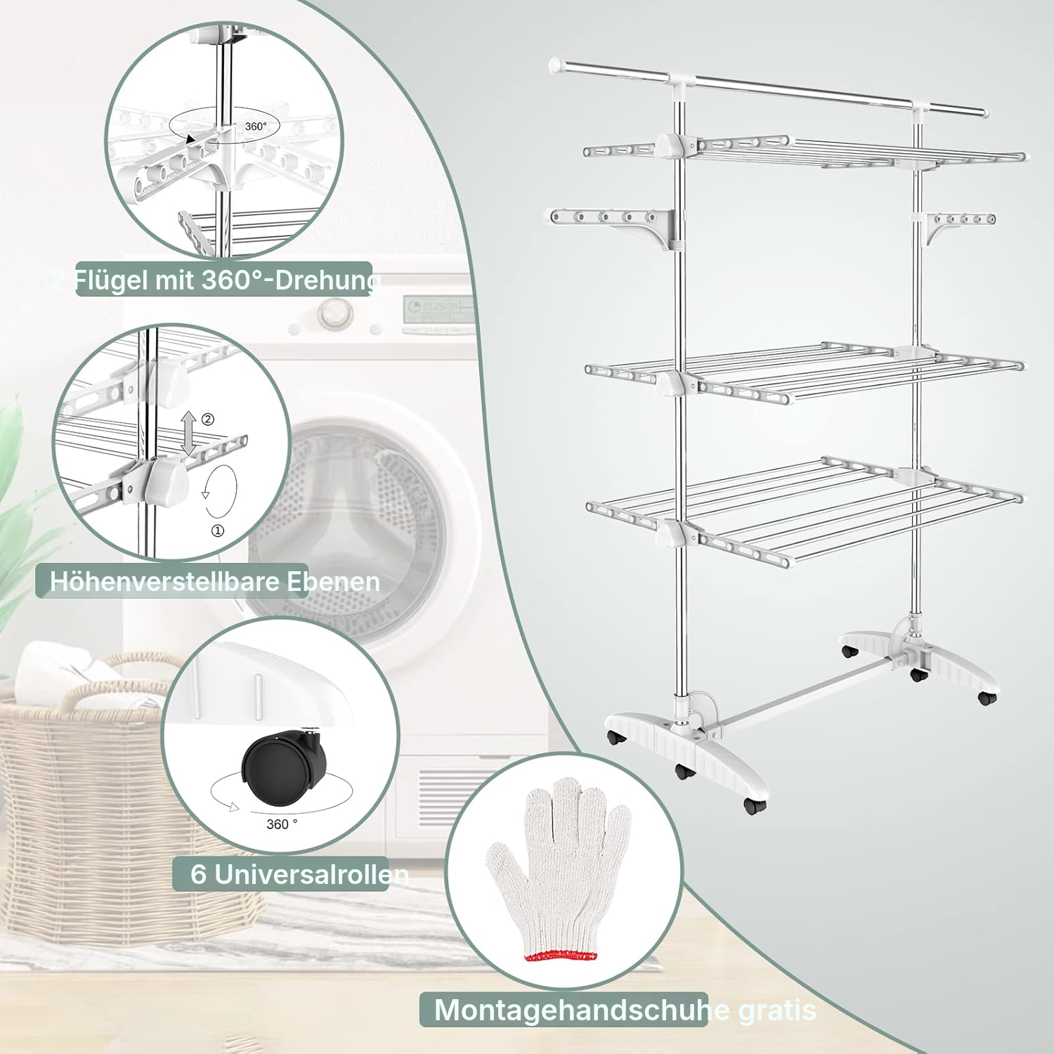 Wäschetrockner als Wäscheständer, 3 Ebenen — 2