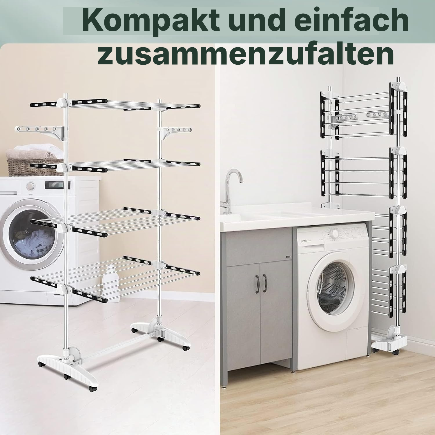 Wäscheständer mit Rollen – 4 Etagen — 3