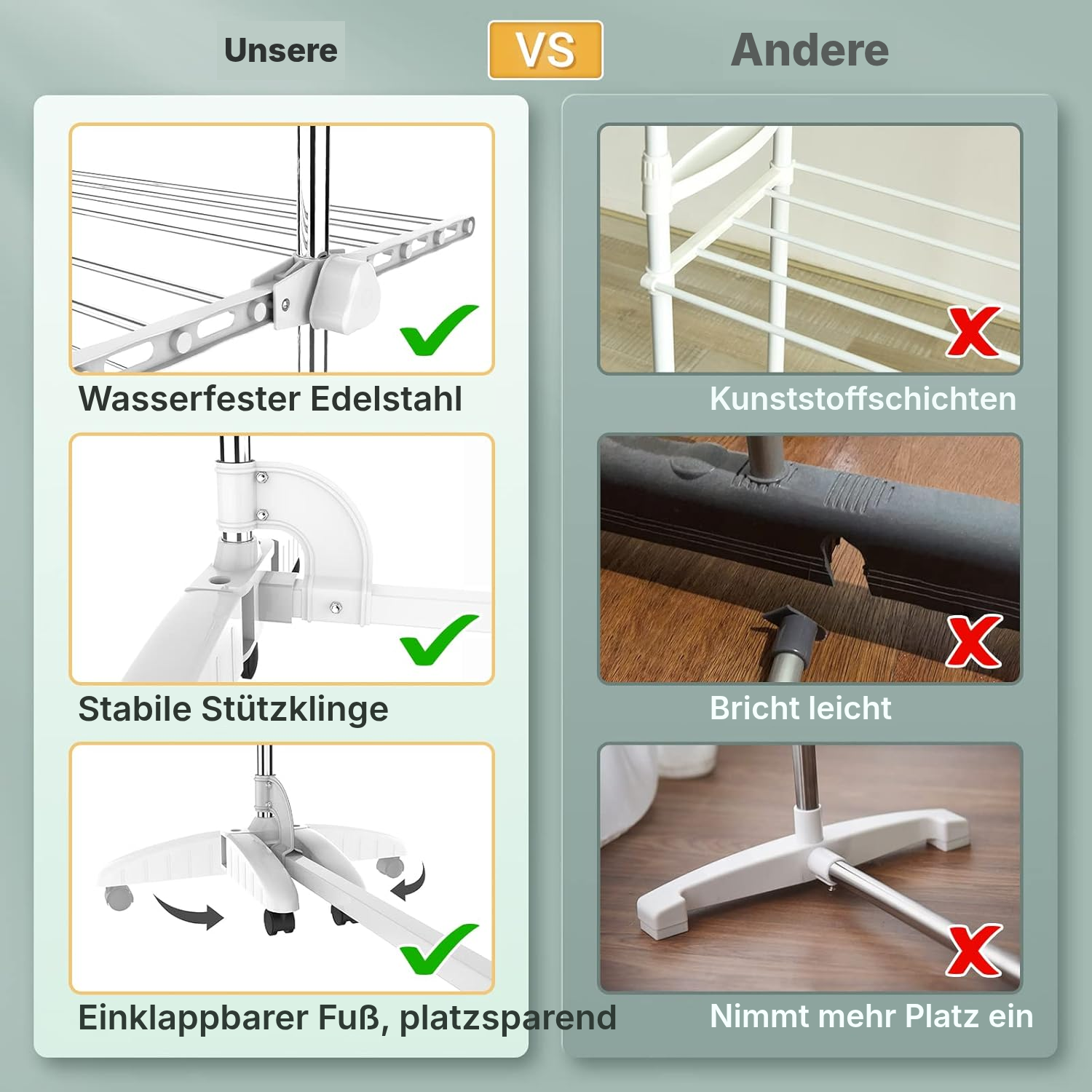 Wäscheständer für Balkon, 4 Ebenen — 3