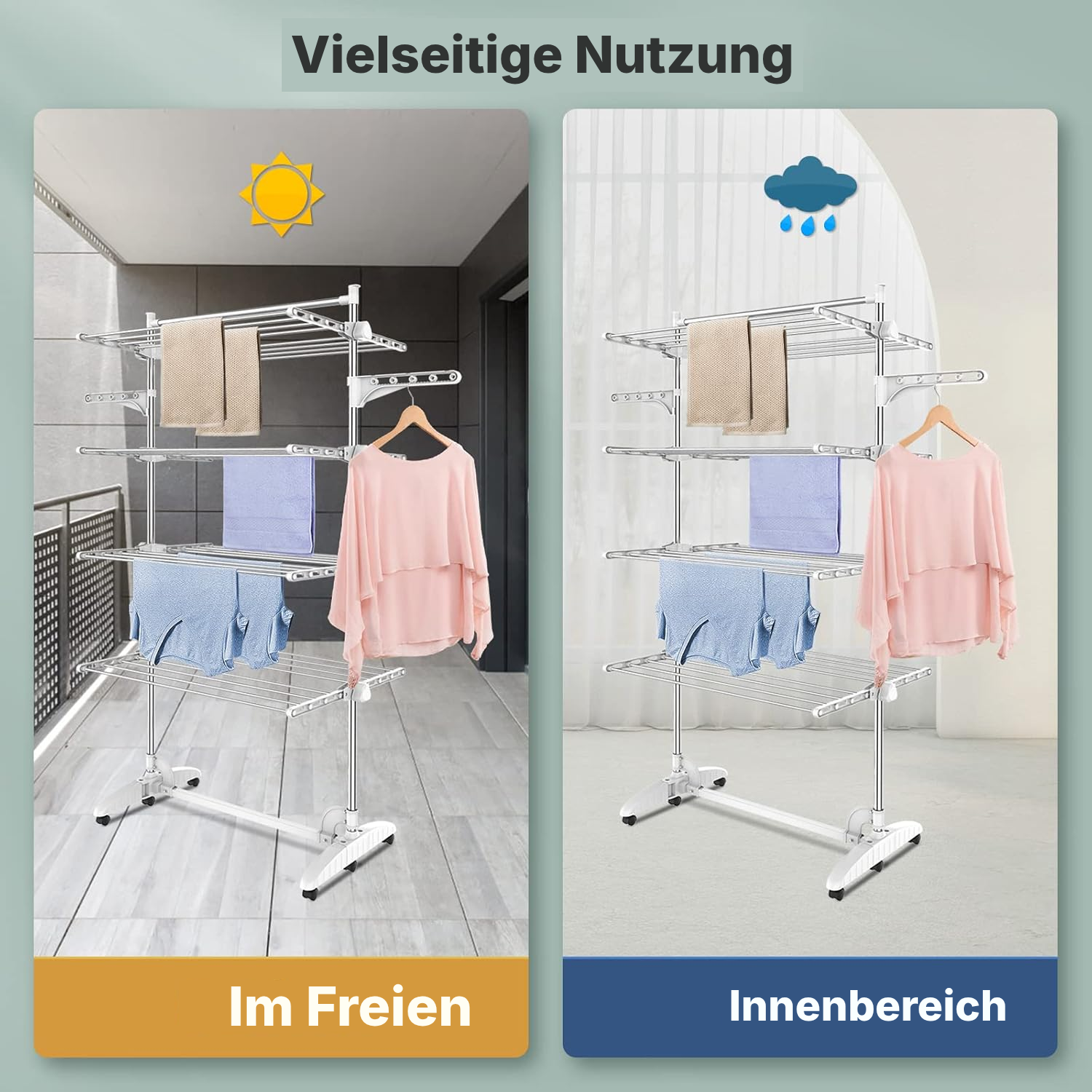 Wäscheständer für Balkon, 4 Ebenen — 5