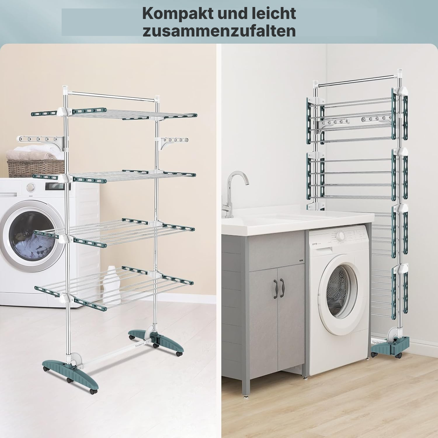 Ausziehbarer Wäscheständer, 4 Ebenen — 5