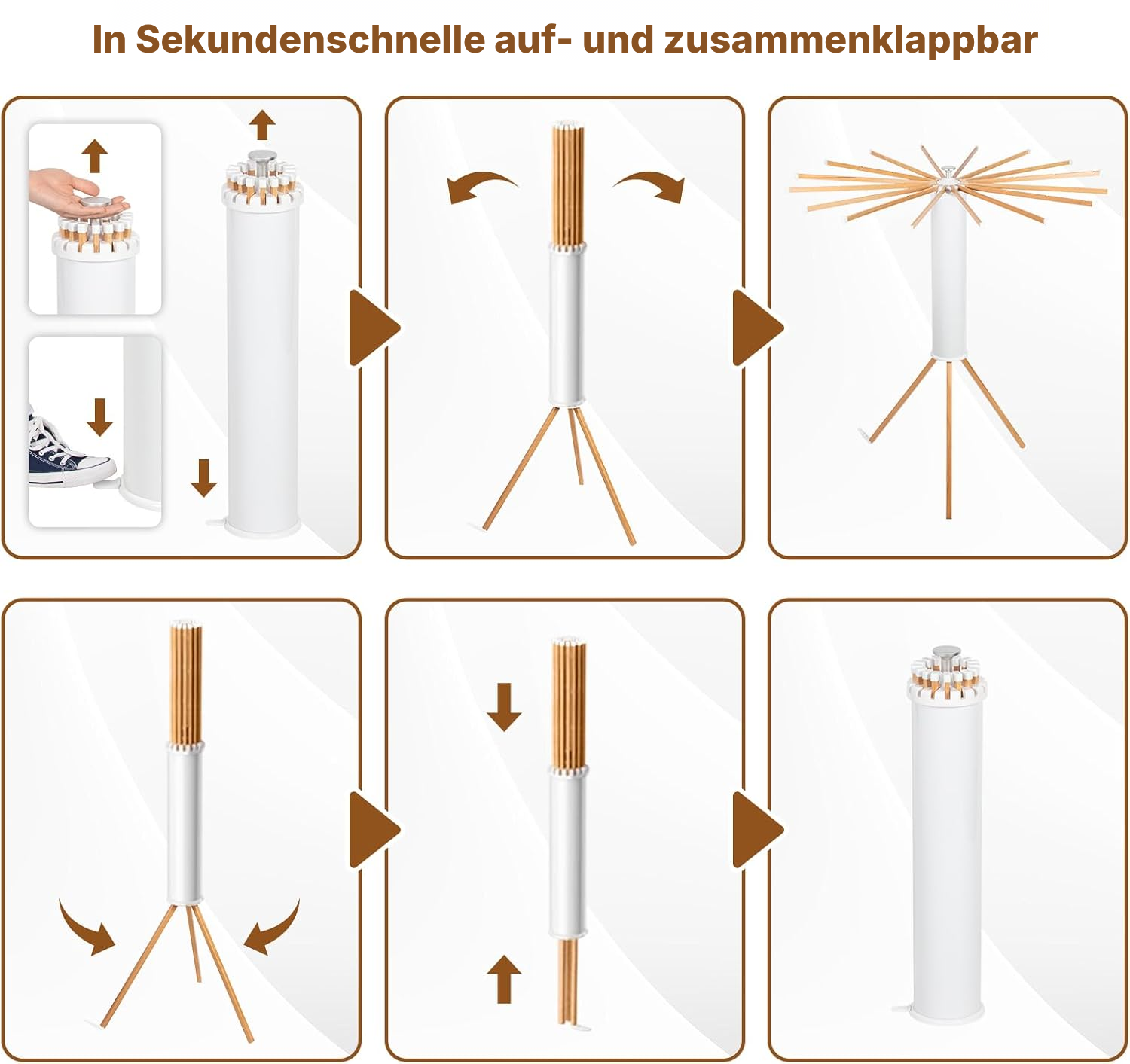 Wäscheständer – Buchenholz-Stativ, 121 cm — 6