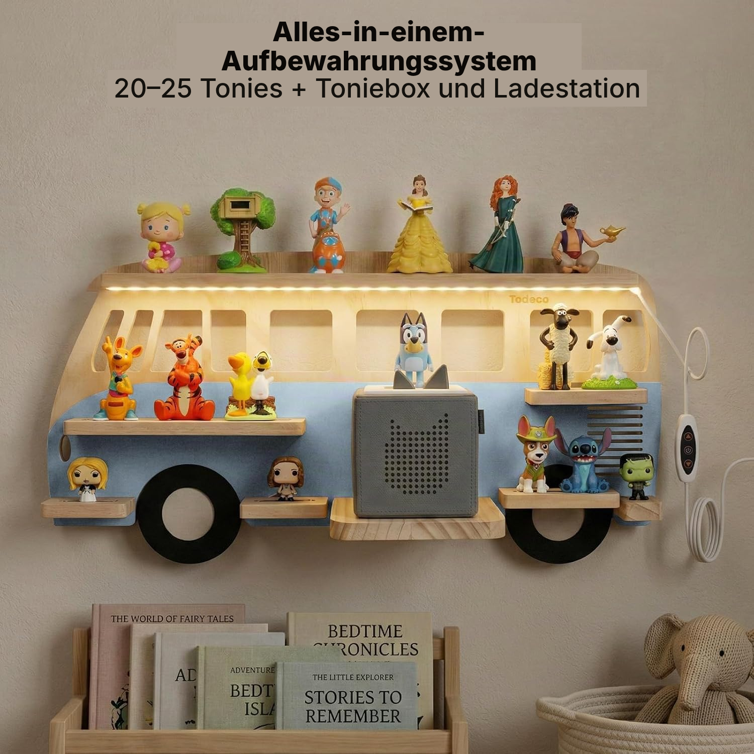 LED-Magnetregal für Toniebox/Tonies – blauer Bus, 62 cm — 3