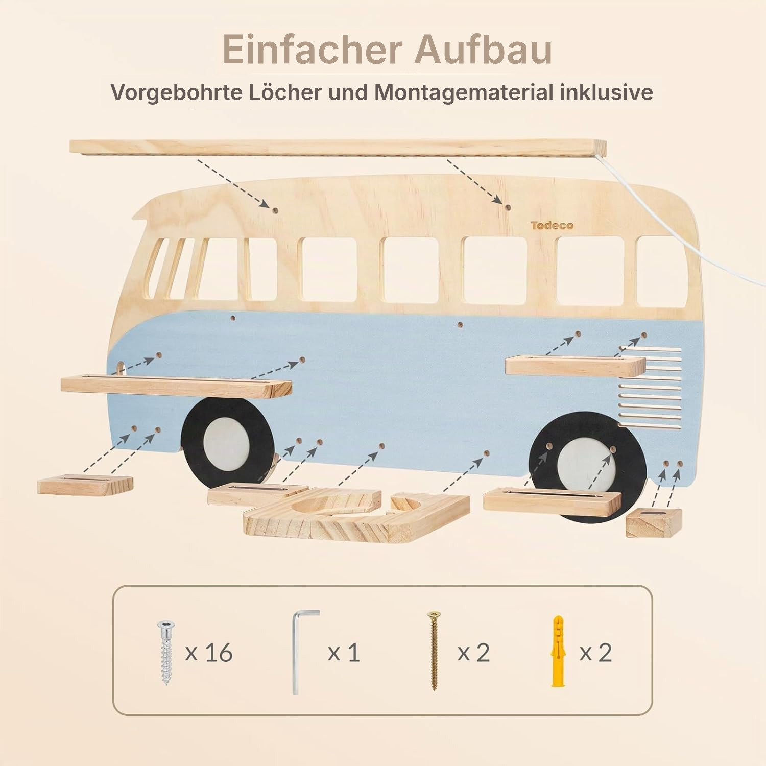 LED-Magnetregal für Toniebox/Tonies – blauer Bus, 62 cm — 6