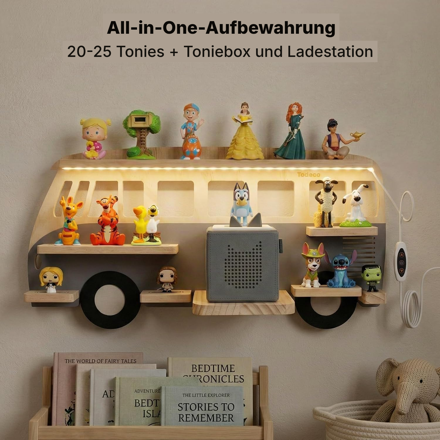 LED-Magnetregal für Toniebox/Tonies – grauer Bus, 62 cm — 3